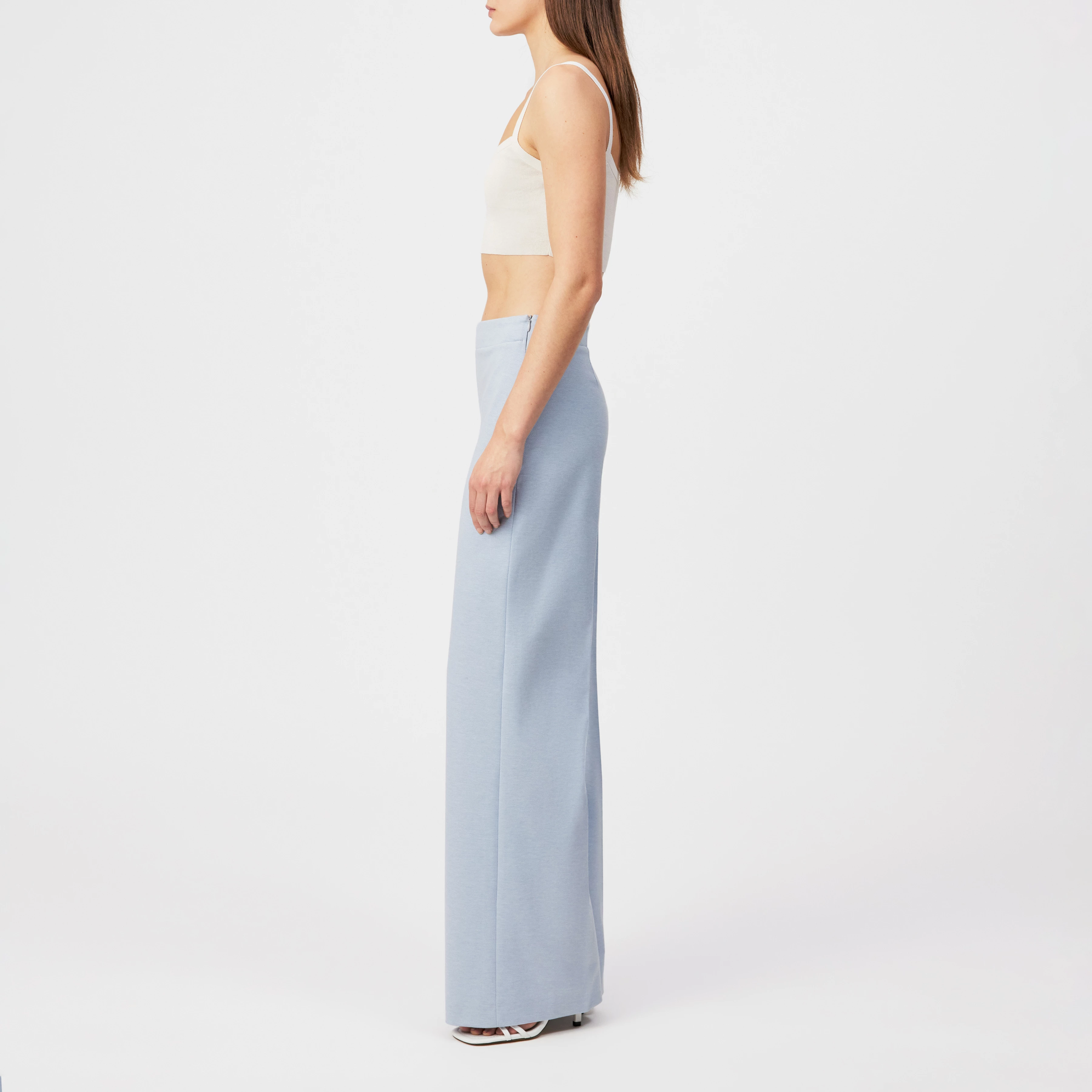 BEFORE - Patterned jersey palazzo trousers - women - blue - Seitenansicht