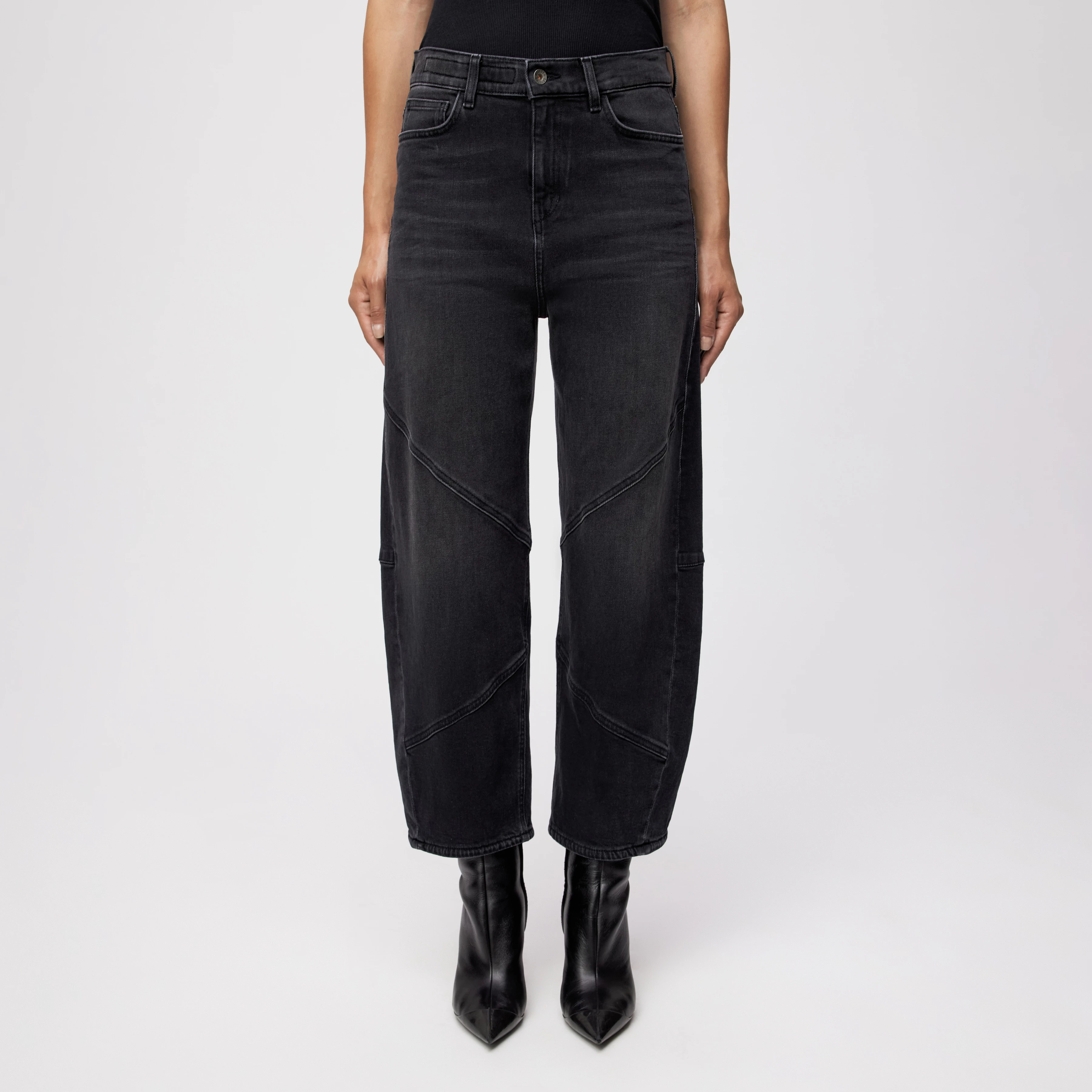 SWORE - 5-Pocket Jeans in Dark-Grey Denim - Damen - grau - Frontansicht