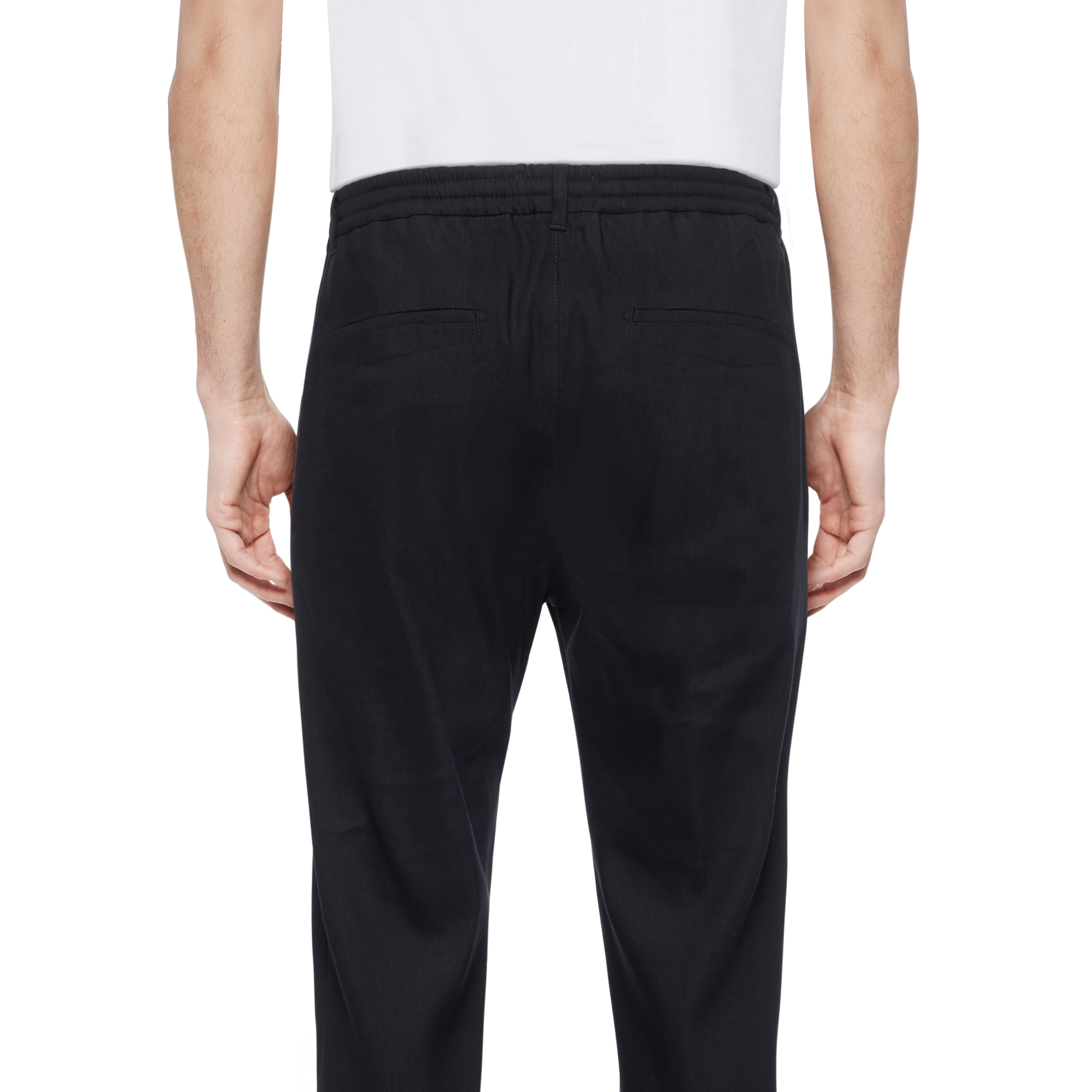 DEGER - Sweatpants with drawstring waist in blended linen - men - Natural Aluminium - Detailansicht am Model