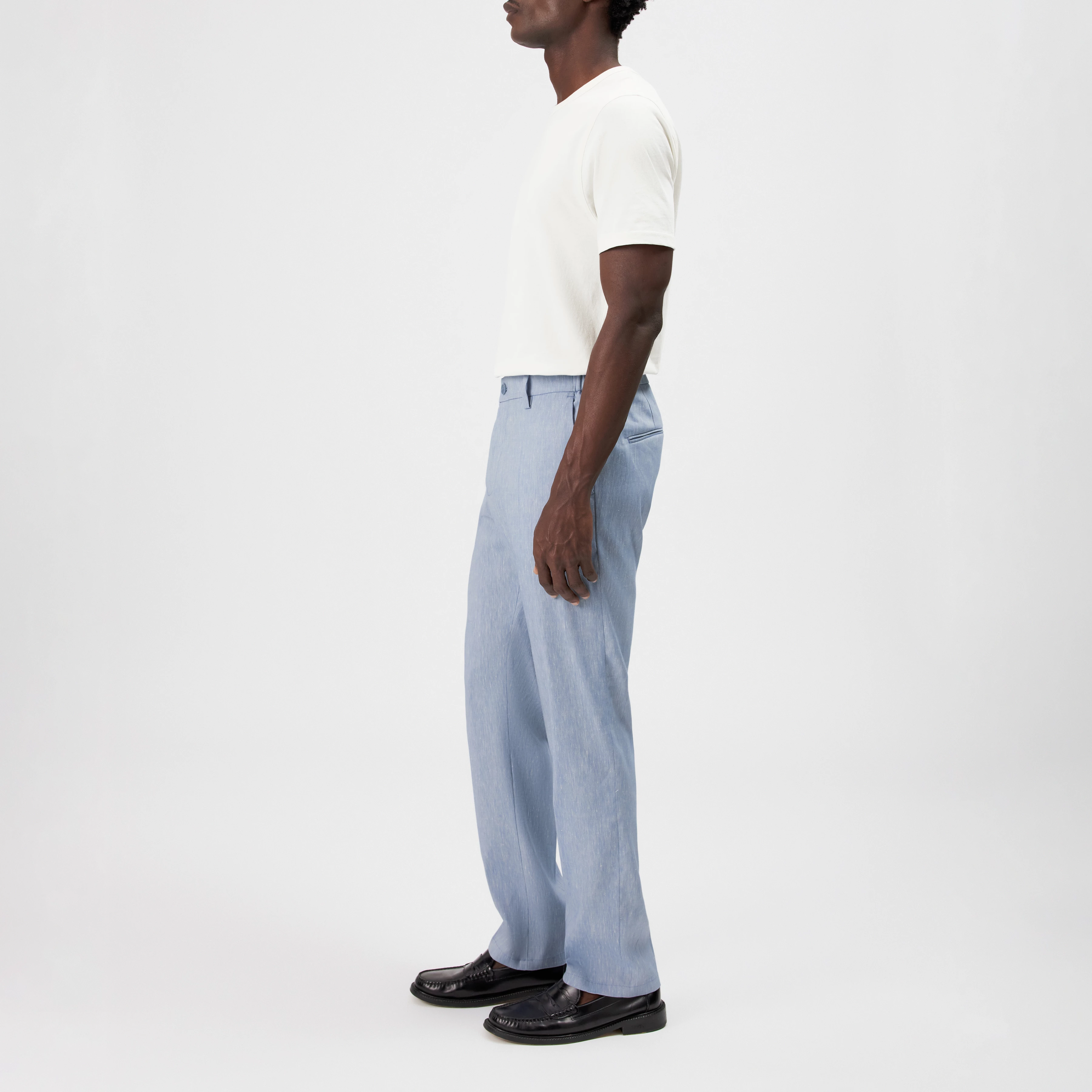 AJEND_RGLR - Tailored trousers in linen mix - men - blue - Seitenansicht