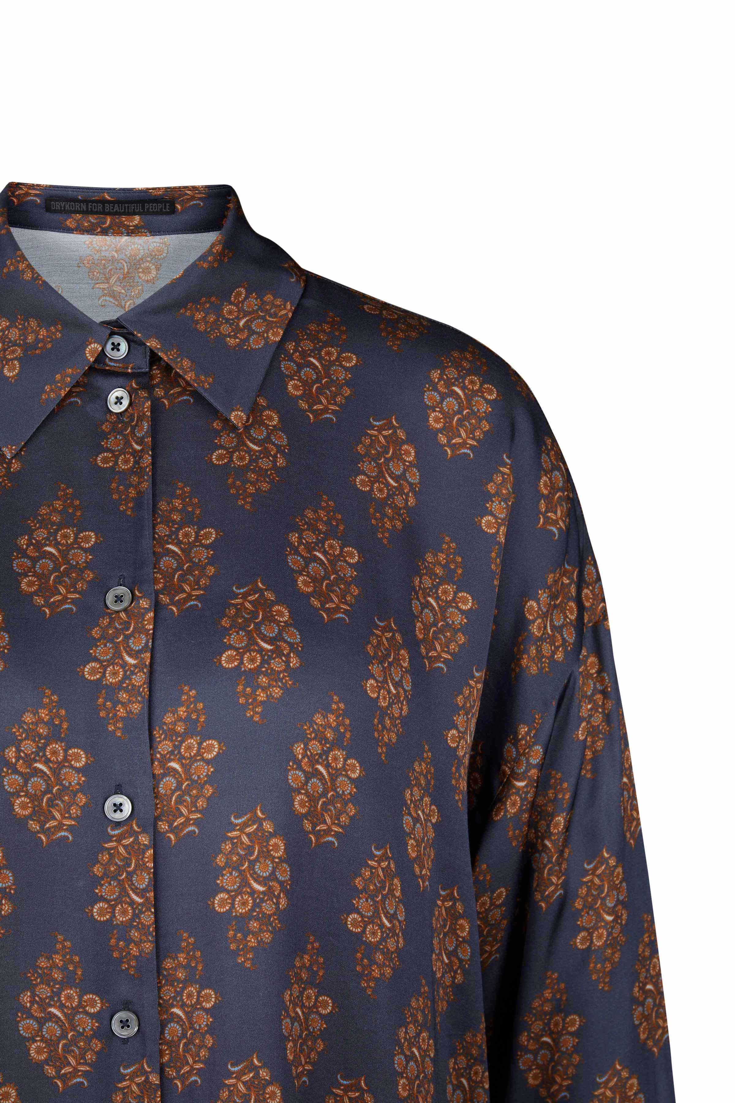 CLOELIA - viskoe satin shirt blouse - women - blue - Freisteller Detailansicht