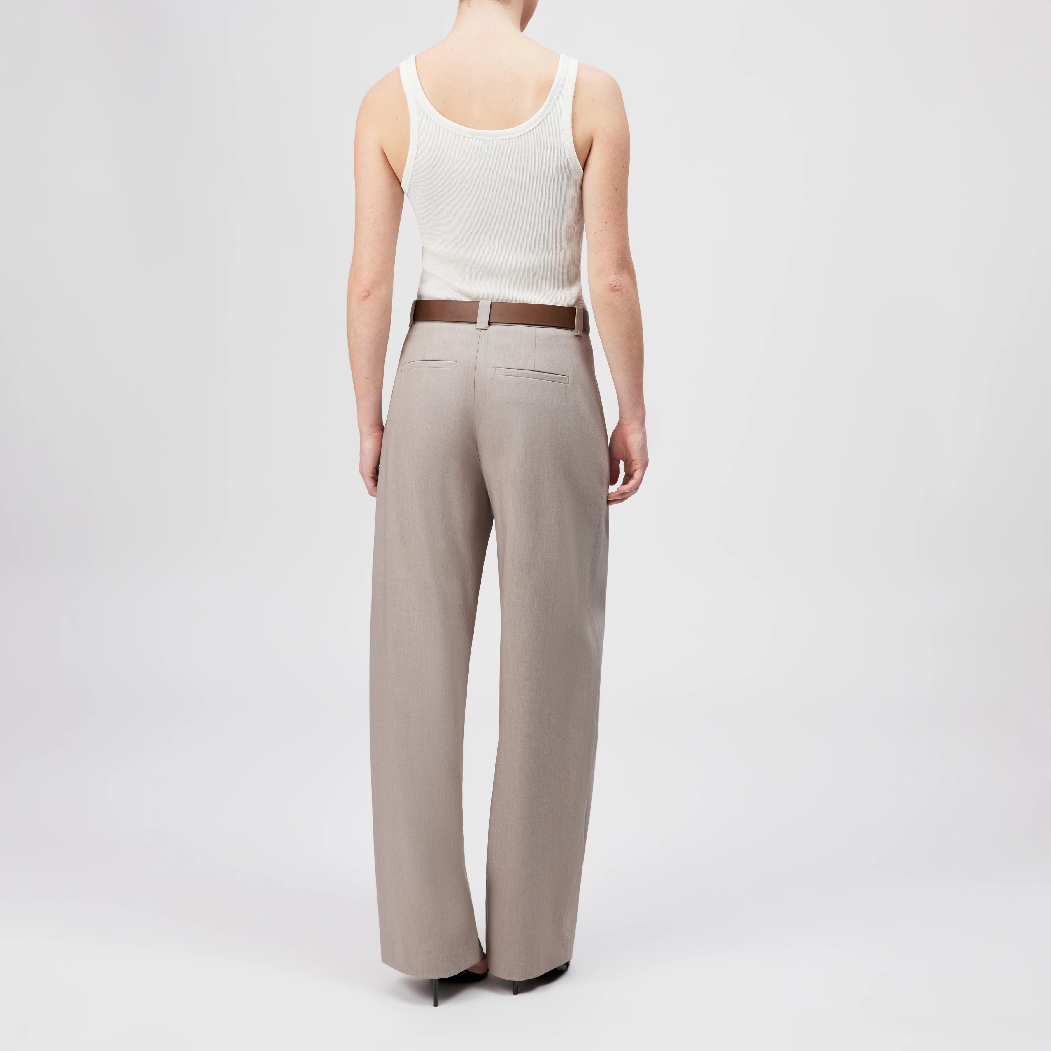 UNPACK - Hose in Viskose-Woll-Mix - Damen - beige - Rückansicht