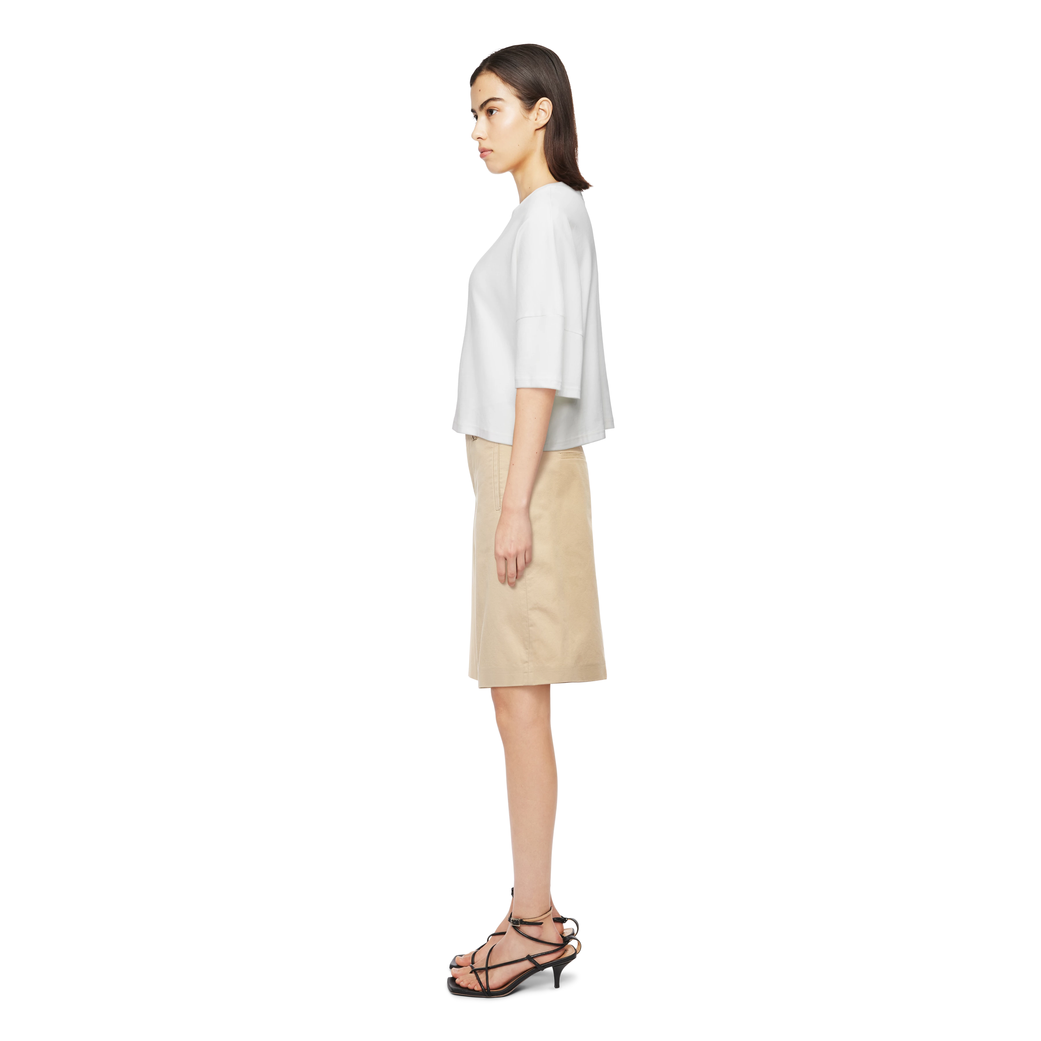 KUSIA - Verkürztes T-Shirt in gewaschener Optik - Damen - off white - Seitenansicht