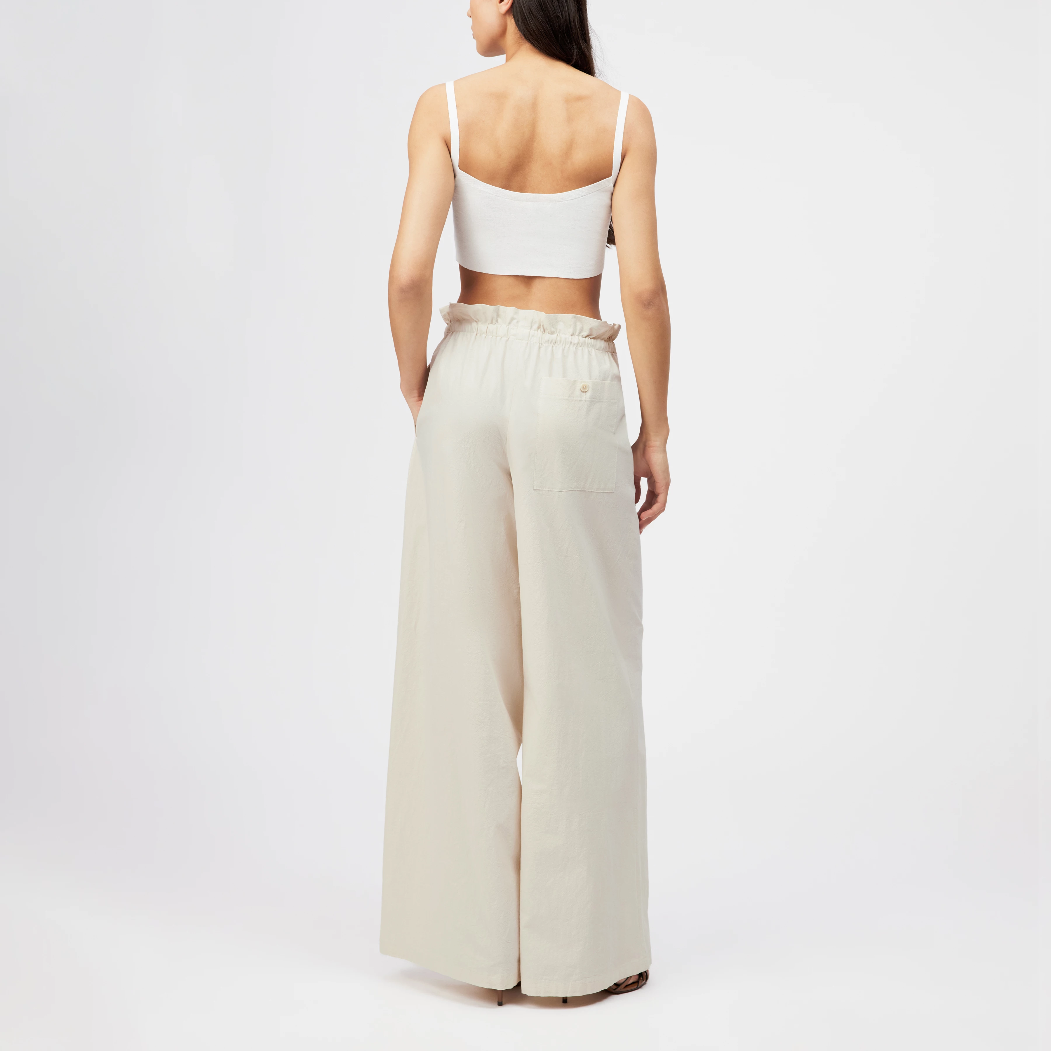DWINDLE - Pantalon en coton pur. - women - beige - Rückansicht