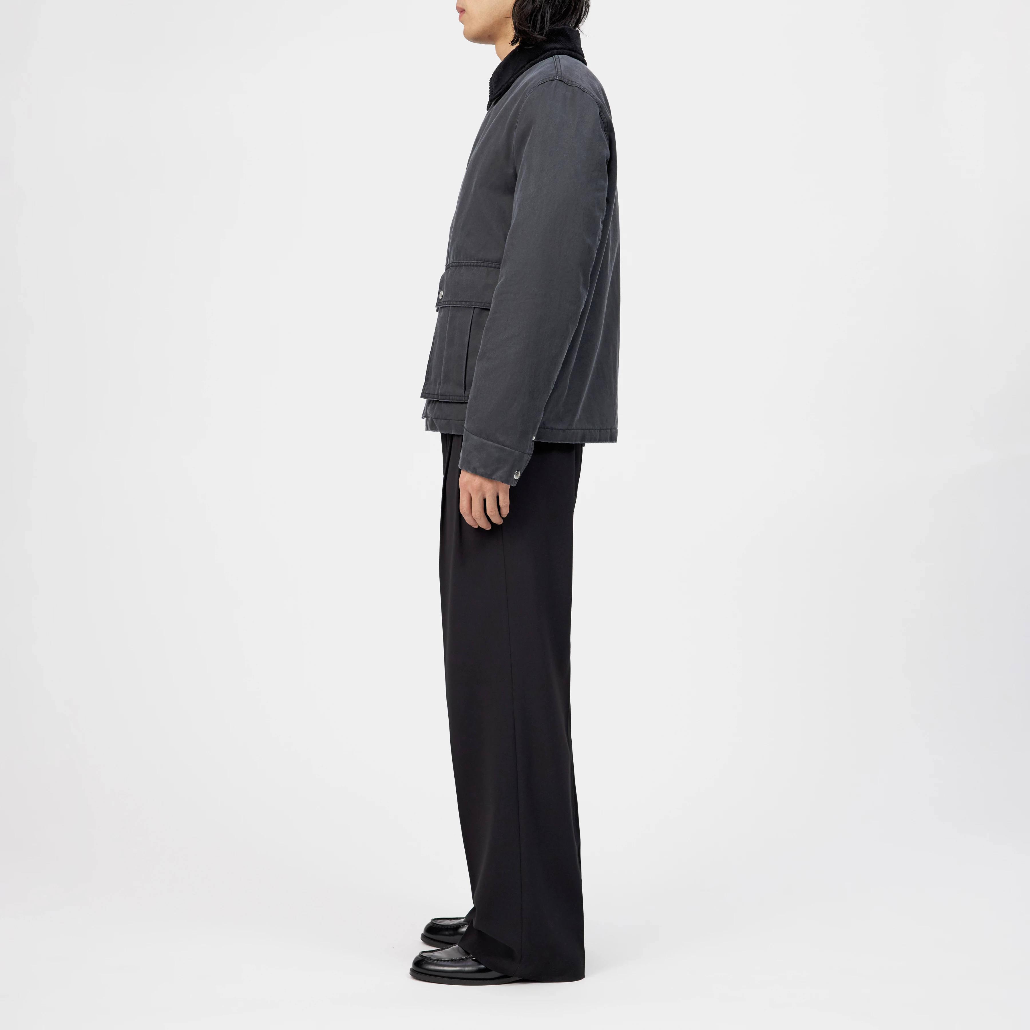 YAKAMO_W - Utility Jacke in gewachstem Baumwoll-Mix - Herren - schwarz - Seitenansicht