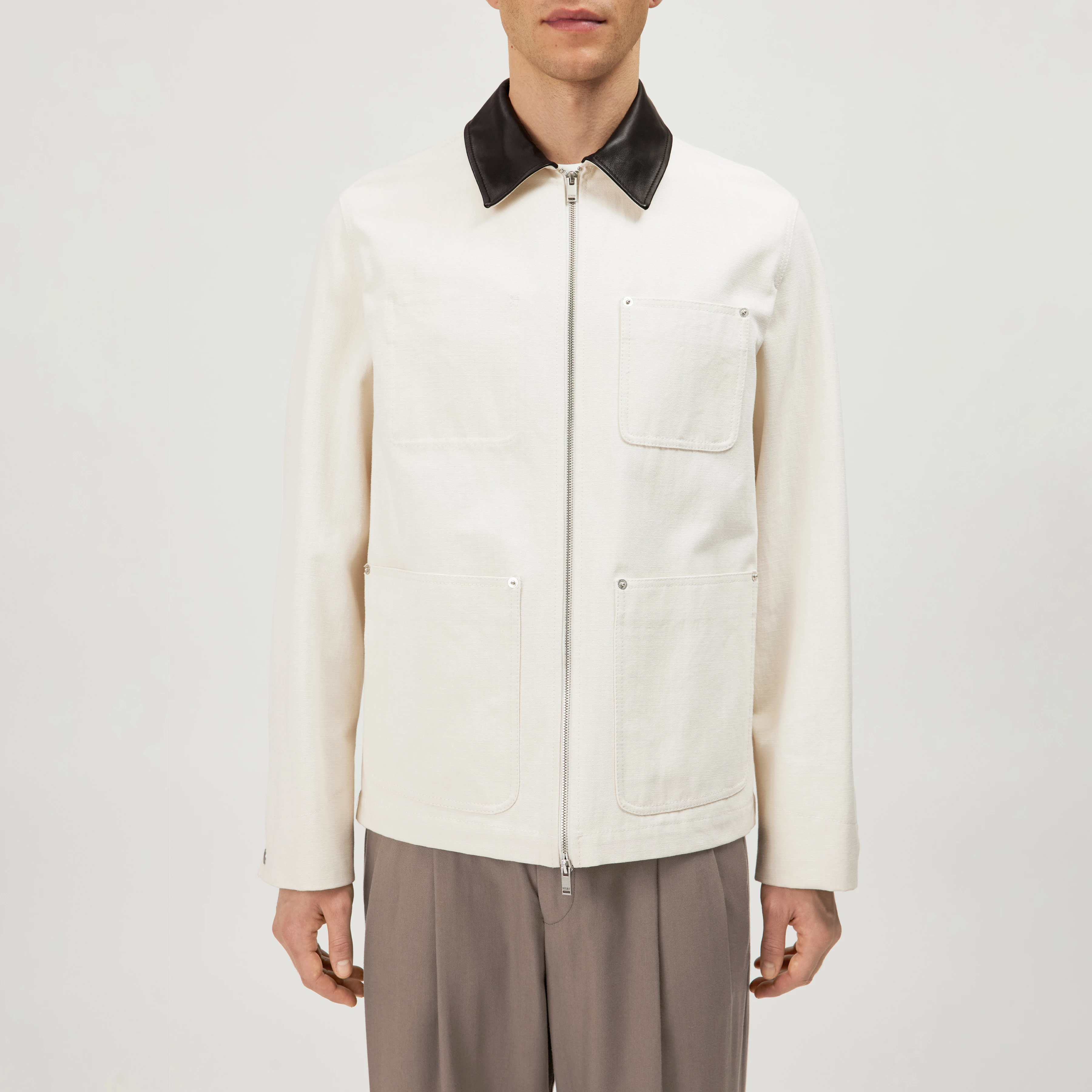 KALENO - Cotton-blend utility jacket. - men - off white - Frontansicht