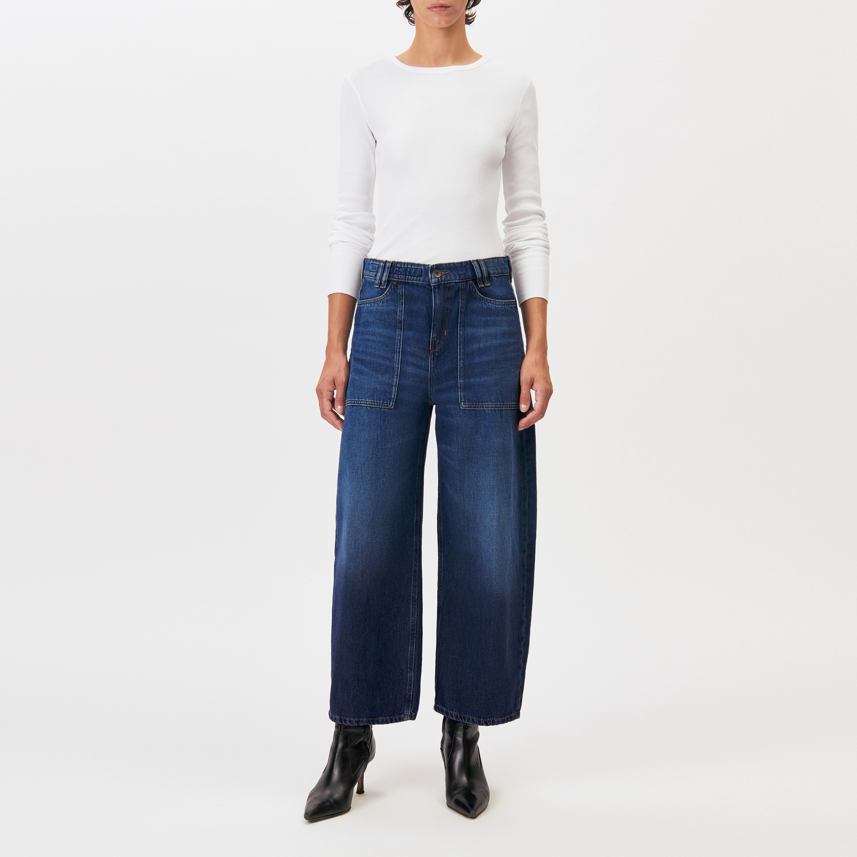 DERIVE - Mid-rise jeans in mid-blue denim - women - blue - Ganzkörper-Frontansicht