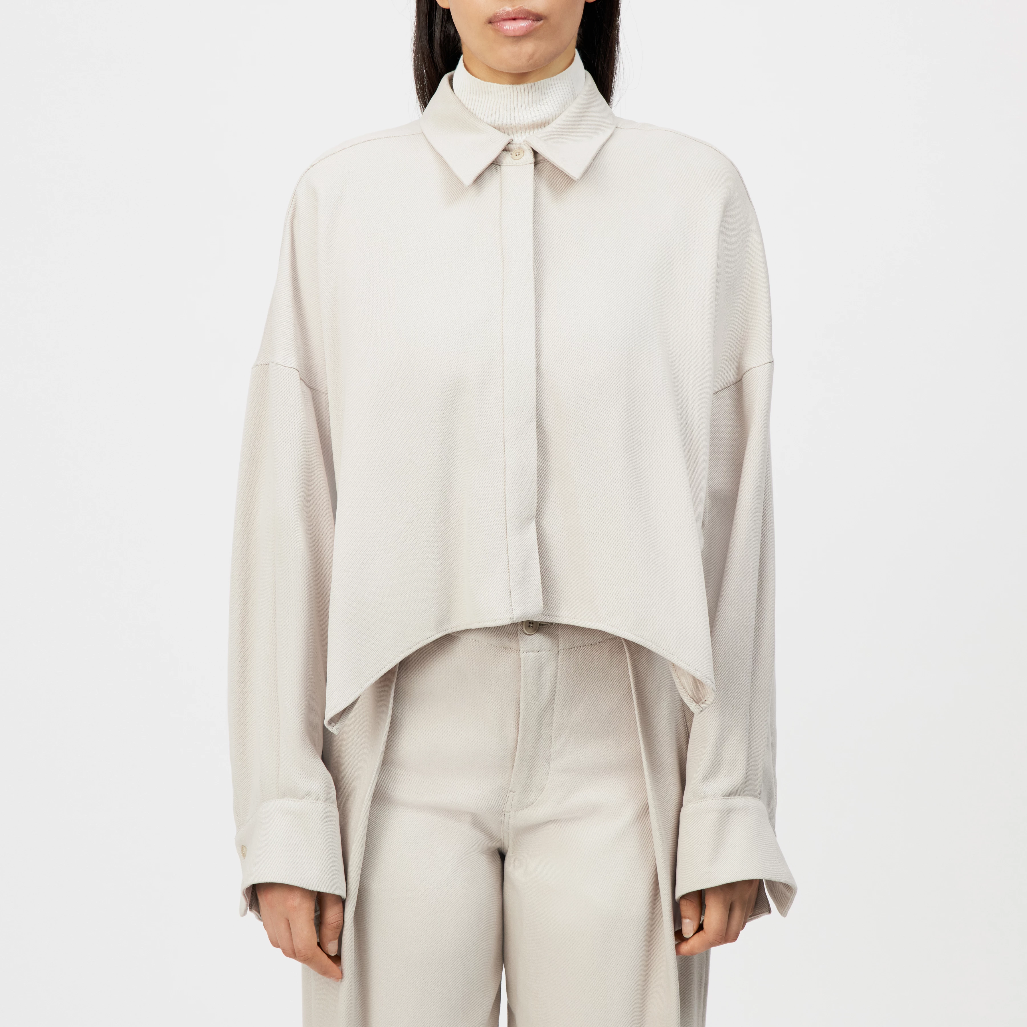 OSHIA - Oversized shirt blouse in lyocell - women - beige - Frontansicht
