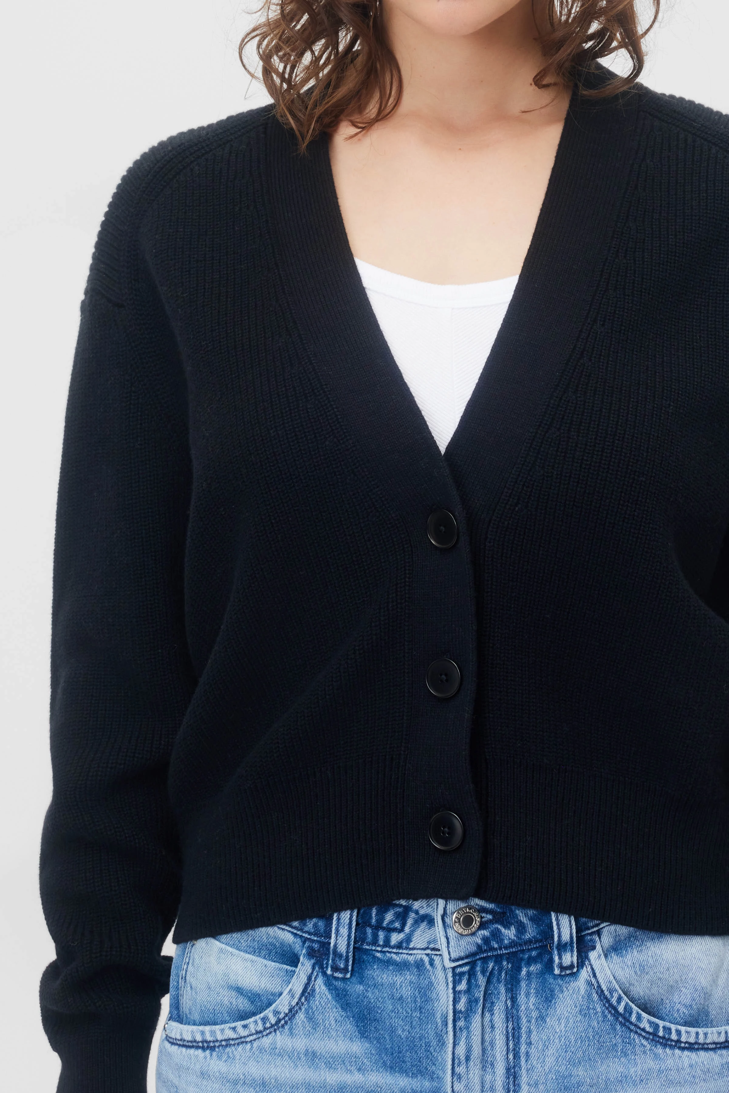 SIDALY - Strickjacke in Cotton-Cashmere - Damen - schwarz - Seitenansicht