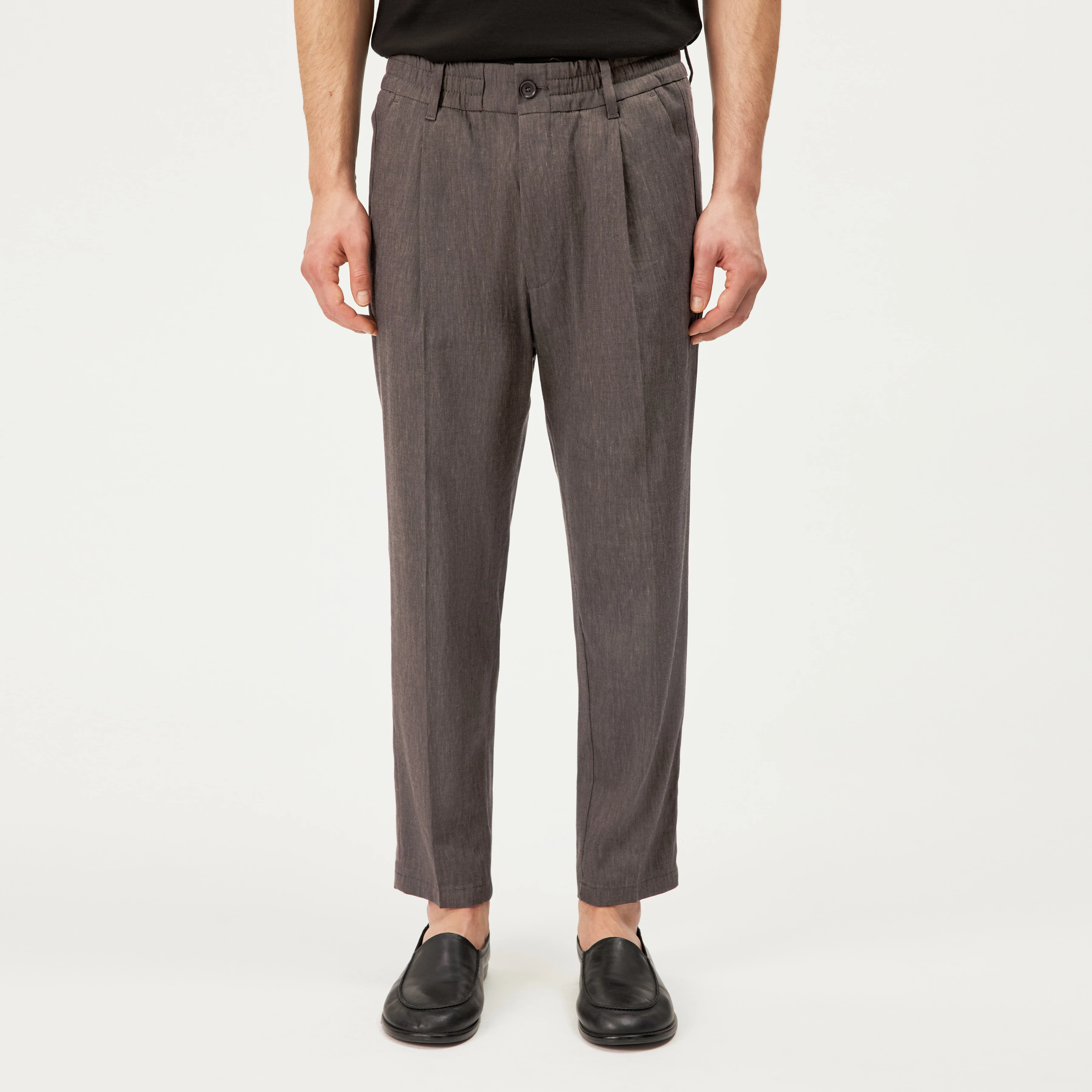 CHASY - Casual bukser med læg i hørmix - men - brun - Frontansicht