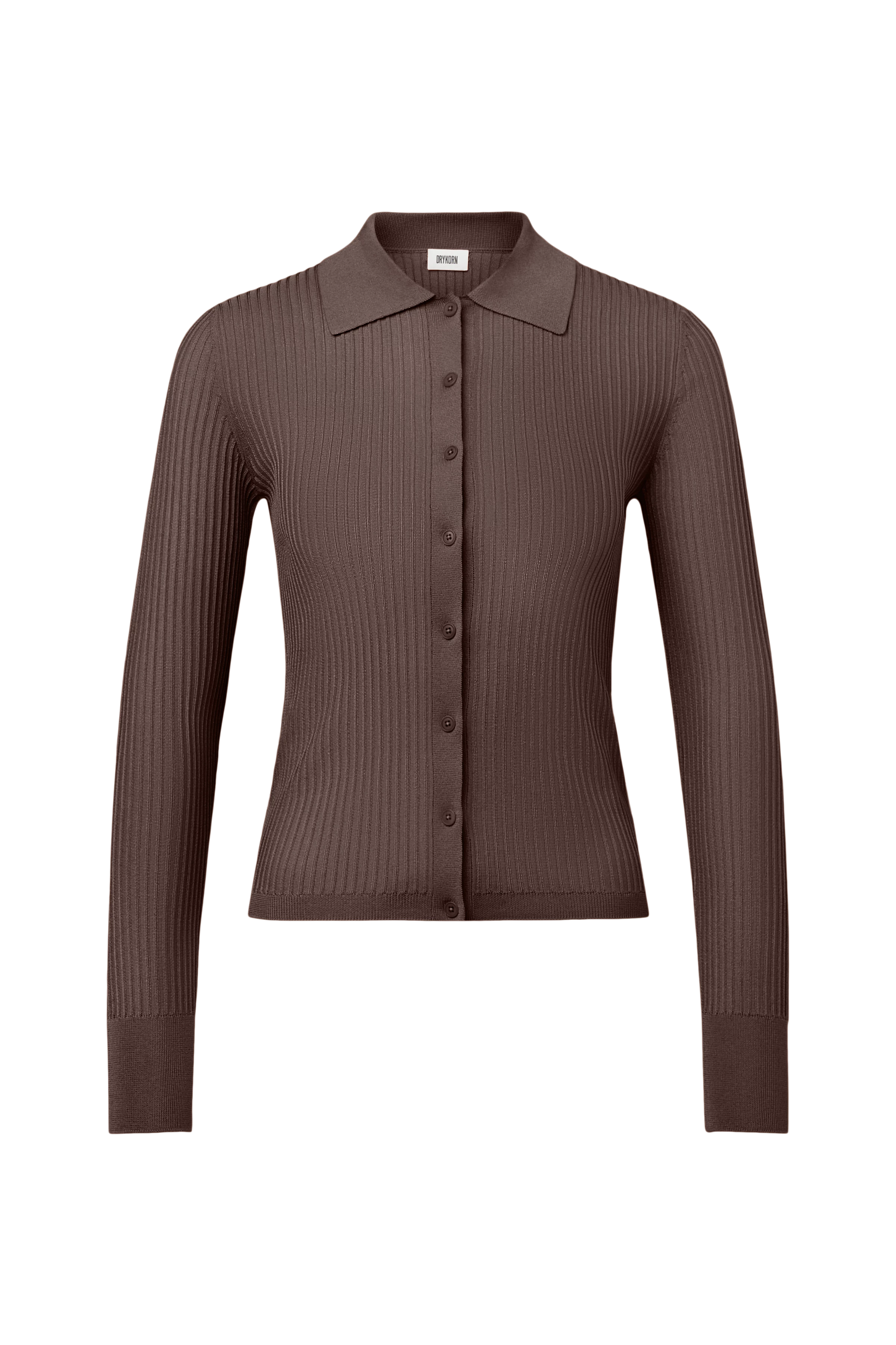 ARHANYA - Cardigan ajusté en maille, pur acétate - women - marron - Freisteller Frontansicht