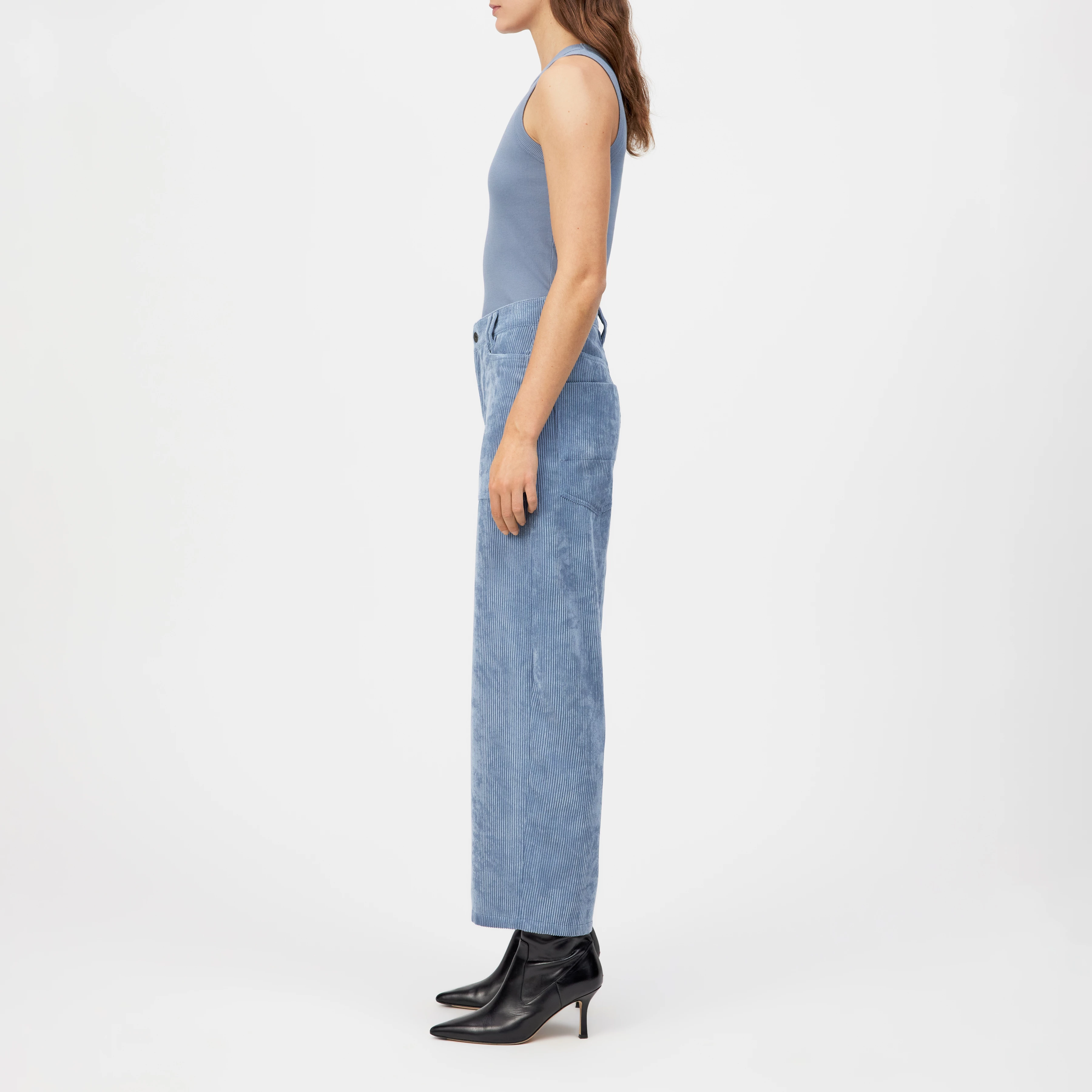 DERIVE - Mid-Waist Jeans in Cord - Damen - blau - Seitenansicht