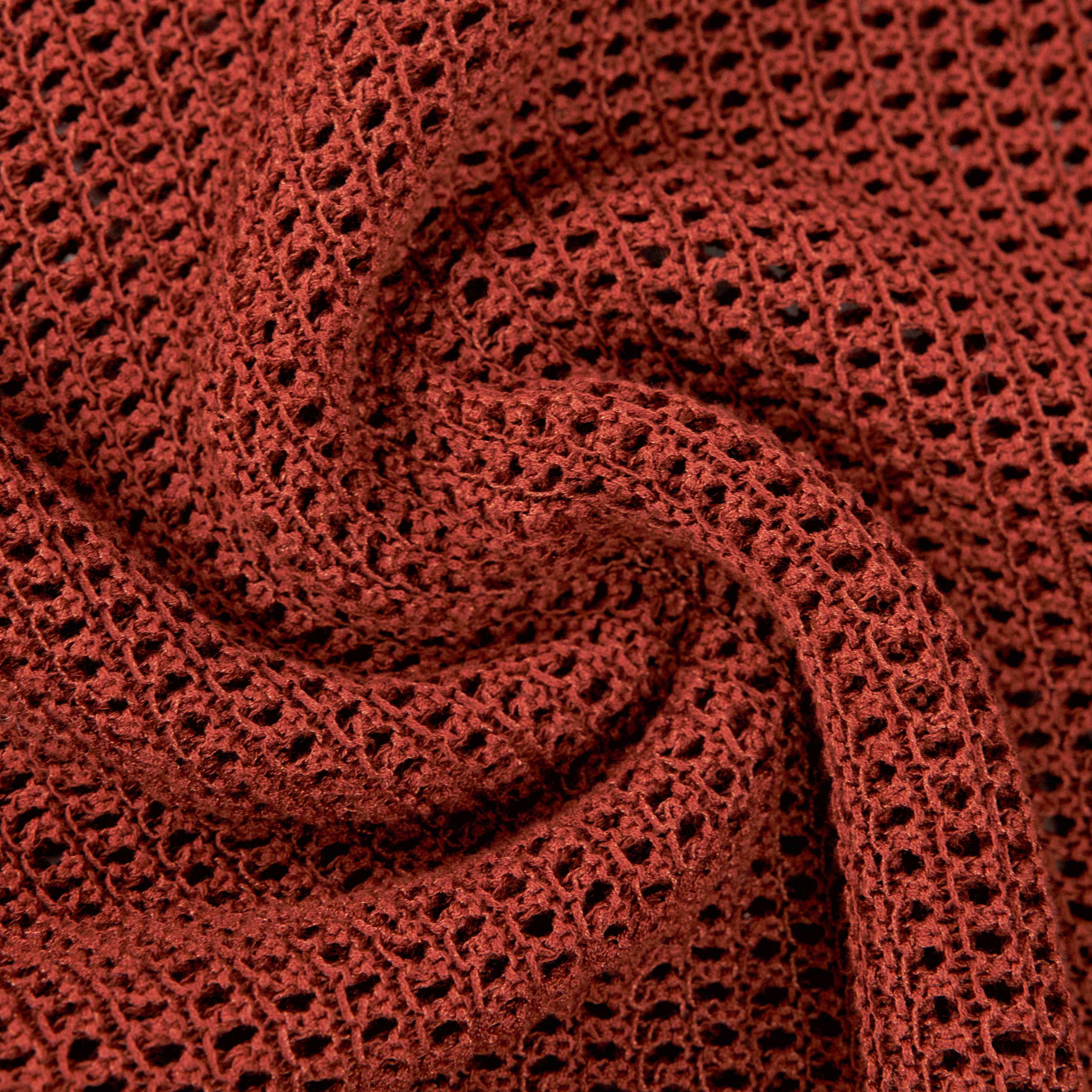 SANIDY - Chunky knit short sleeve in cotton blend - women - red - Materialbild (B2C)