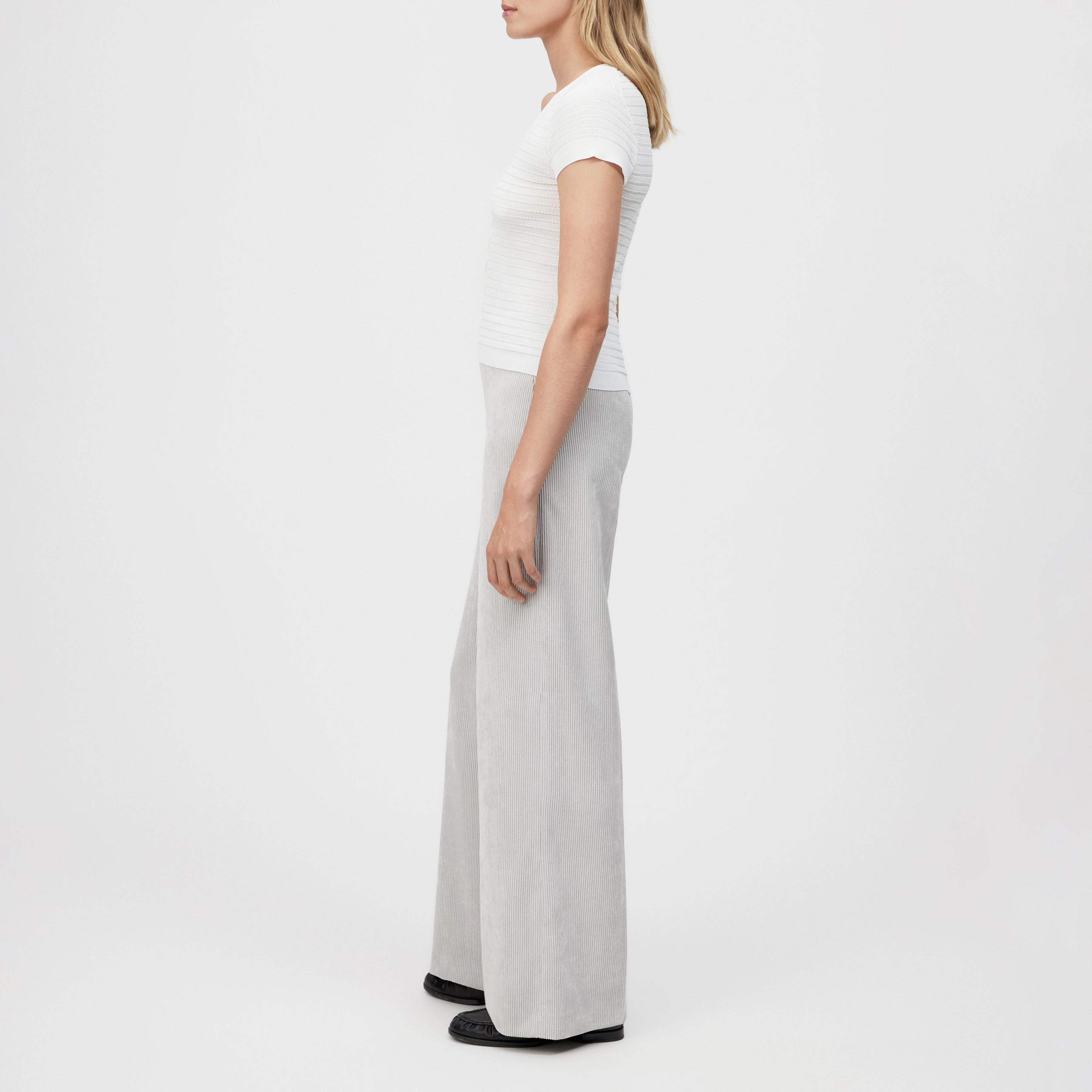 ALKUNA - Knitted T-shirt in mercerised cotton - women - white - Seitenansicht