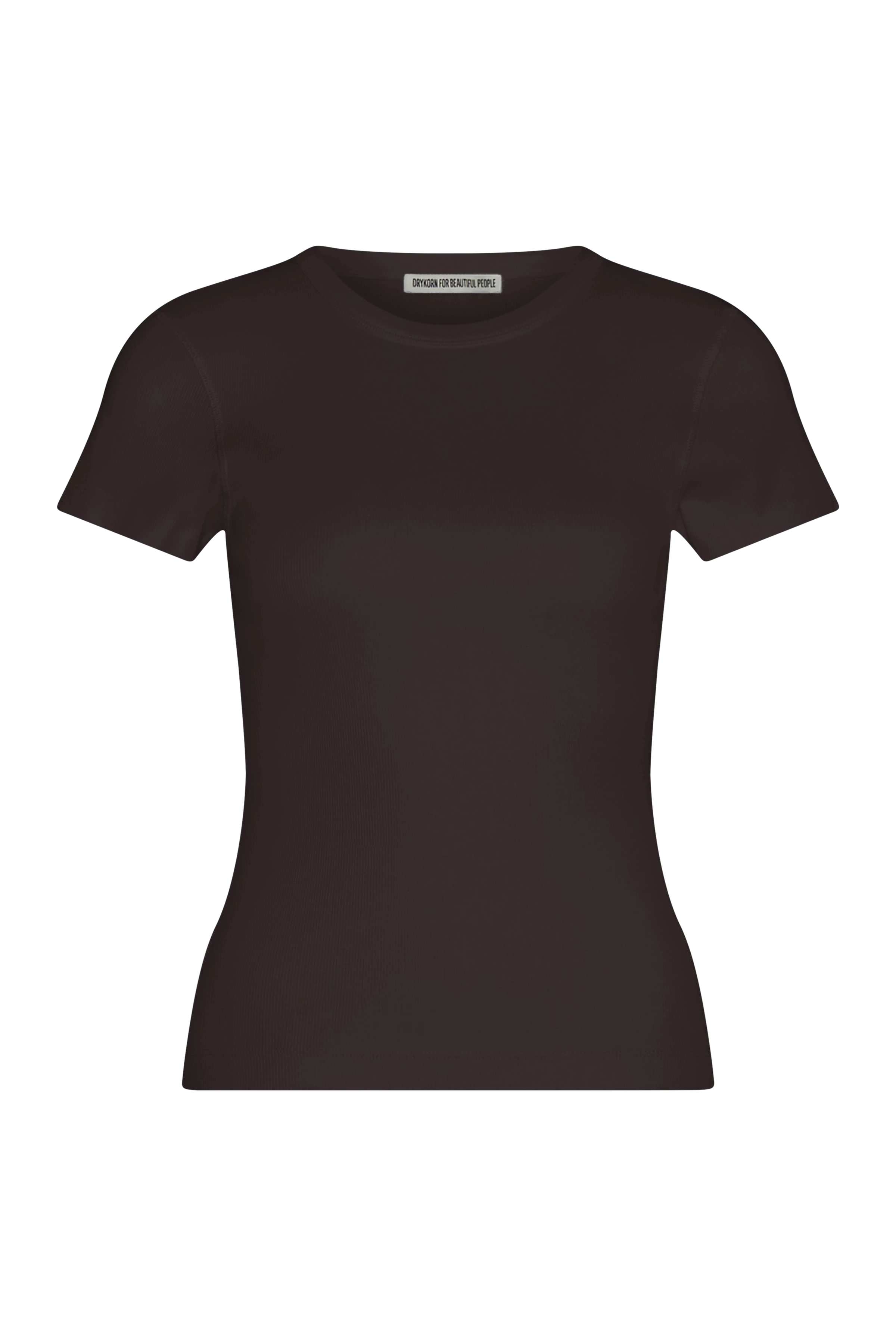 KOALE - Slim T-shirt in cotton rib - women - brown - Freisteller Frontansicht