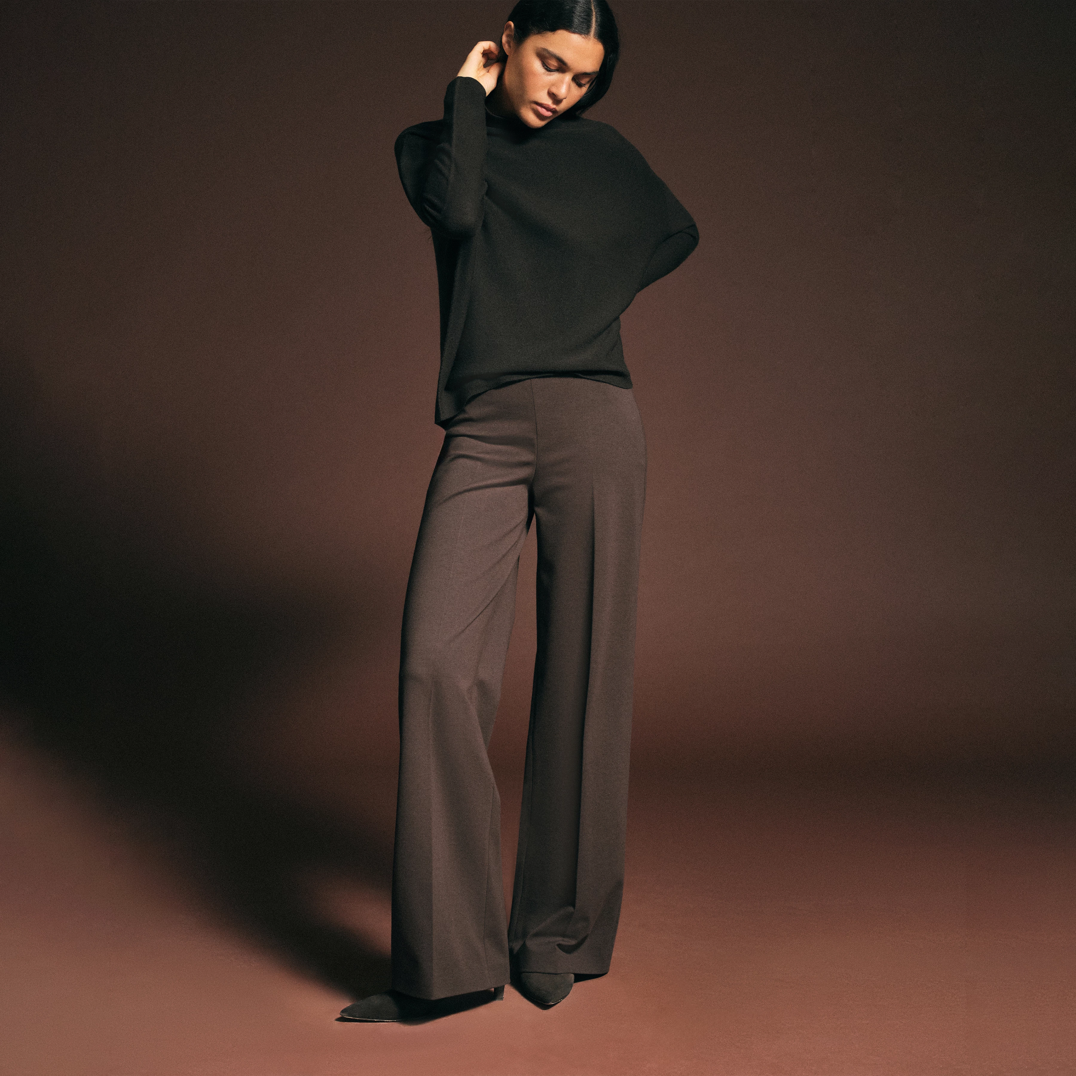 LIORA - Egg-Shape Rollkragenpullover in 100% Merinowolle - Damen - braun