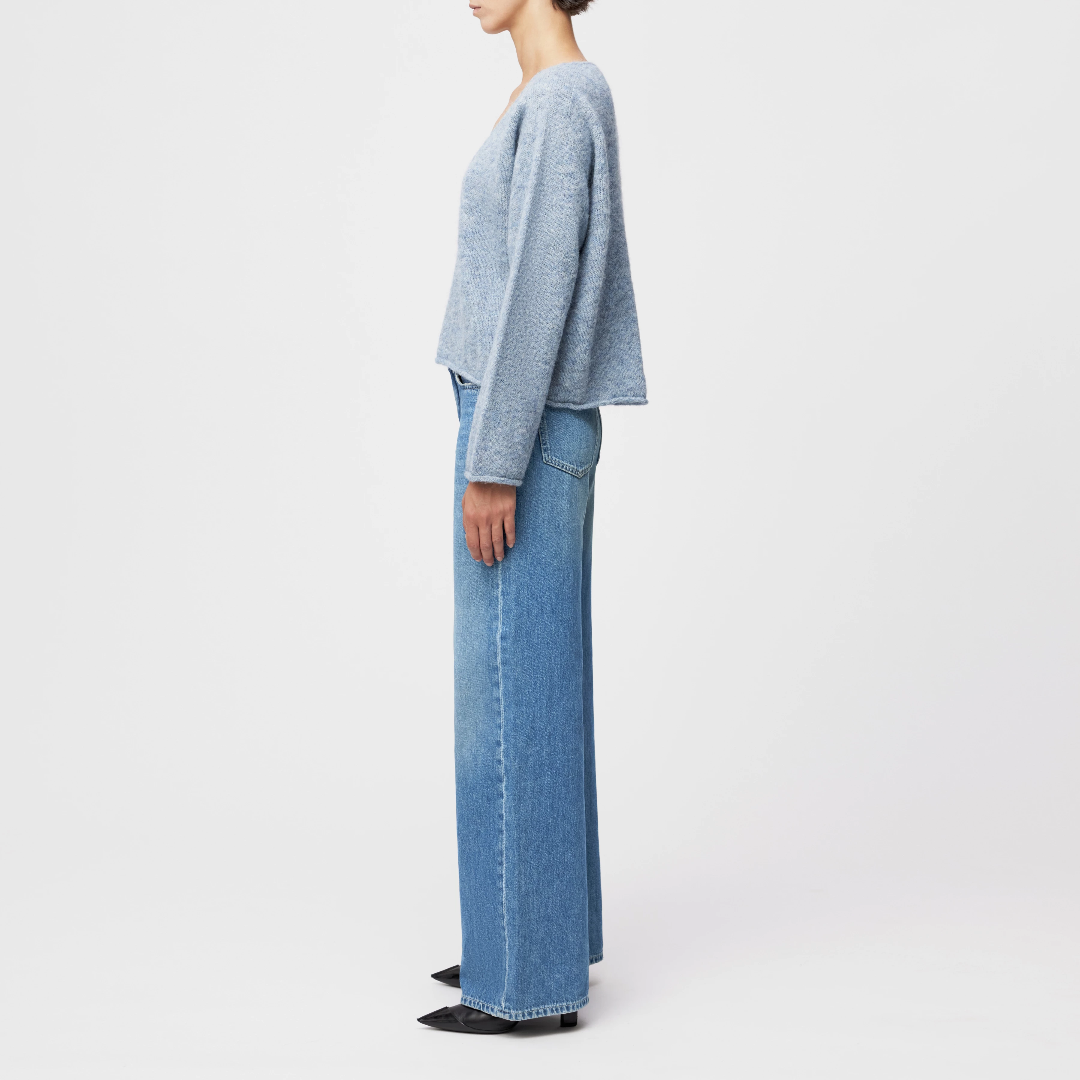 SOMAIJA - Oversized Pullover in luxuriösem Alpaka-Mix - Damen - blau - Seitenansicht