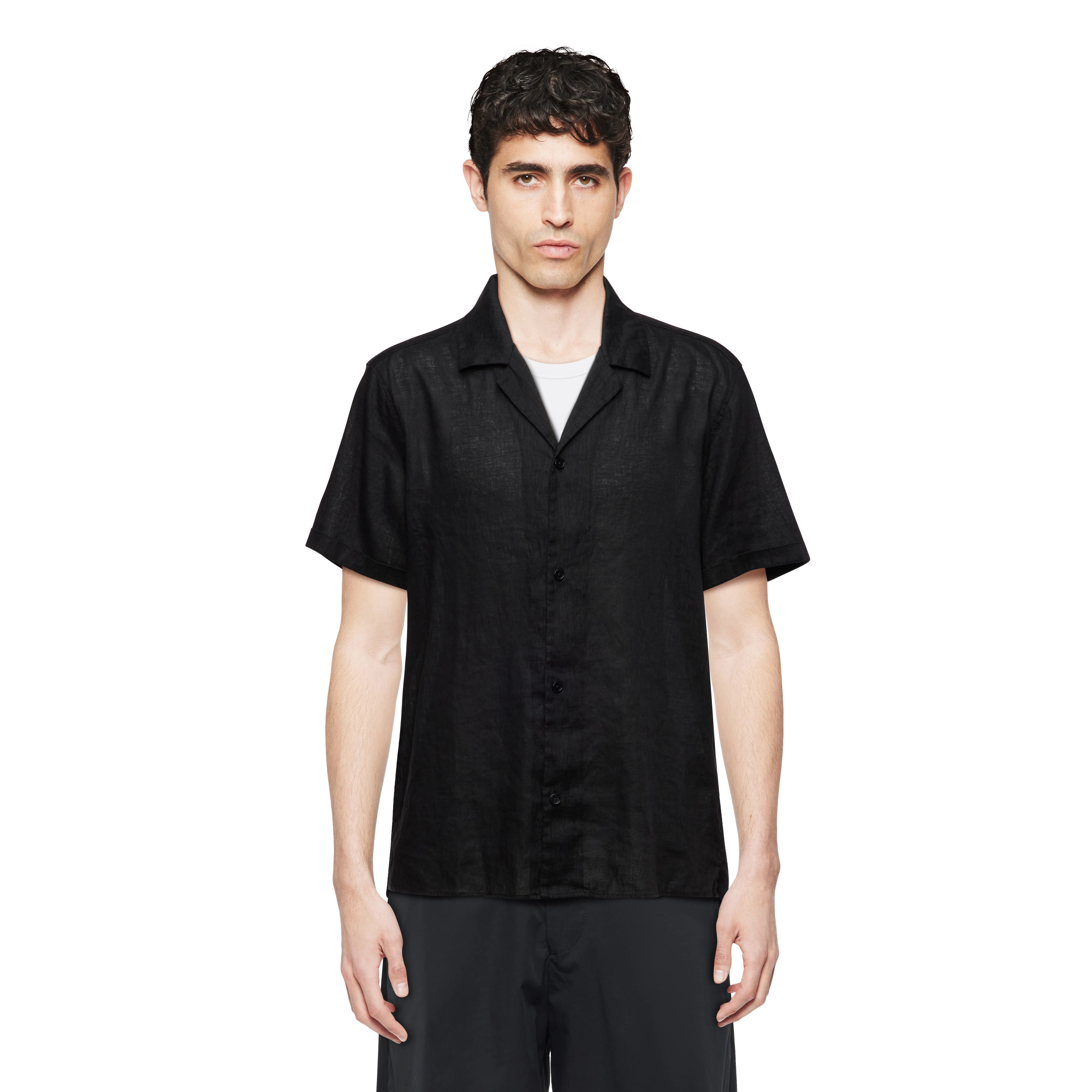 BIJAN_2 - Casual short-sleeved shirt in linen-cotton mix - men - Natural Aluminium - Frontansicht