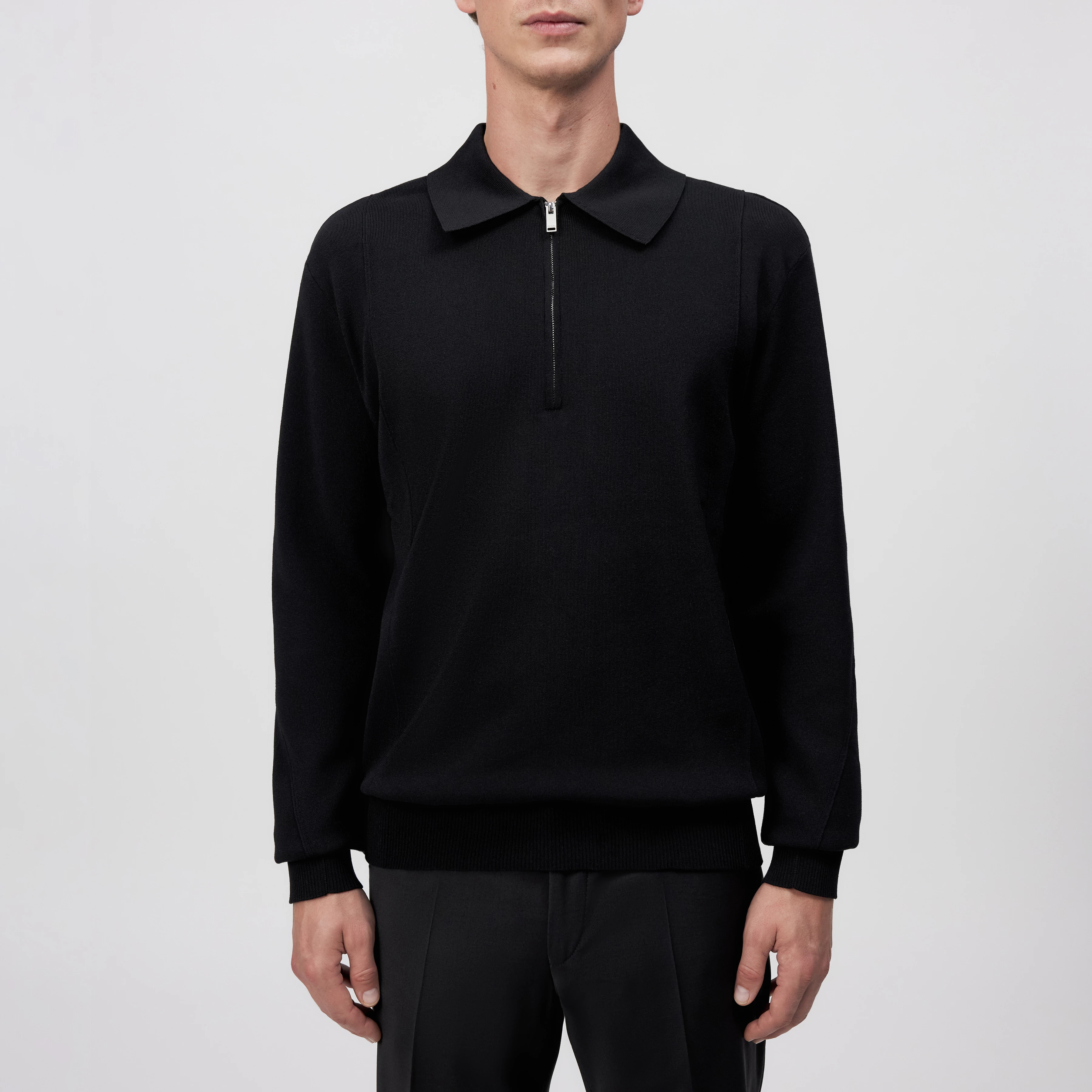 GAVVIN - Pullover mit Zipper in Baumwoll-Mix - Herren - schwarz - Frontansicht