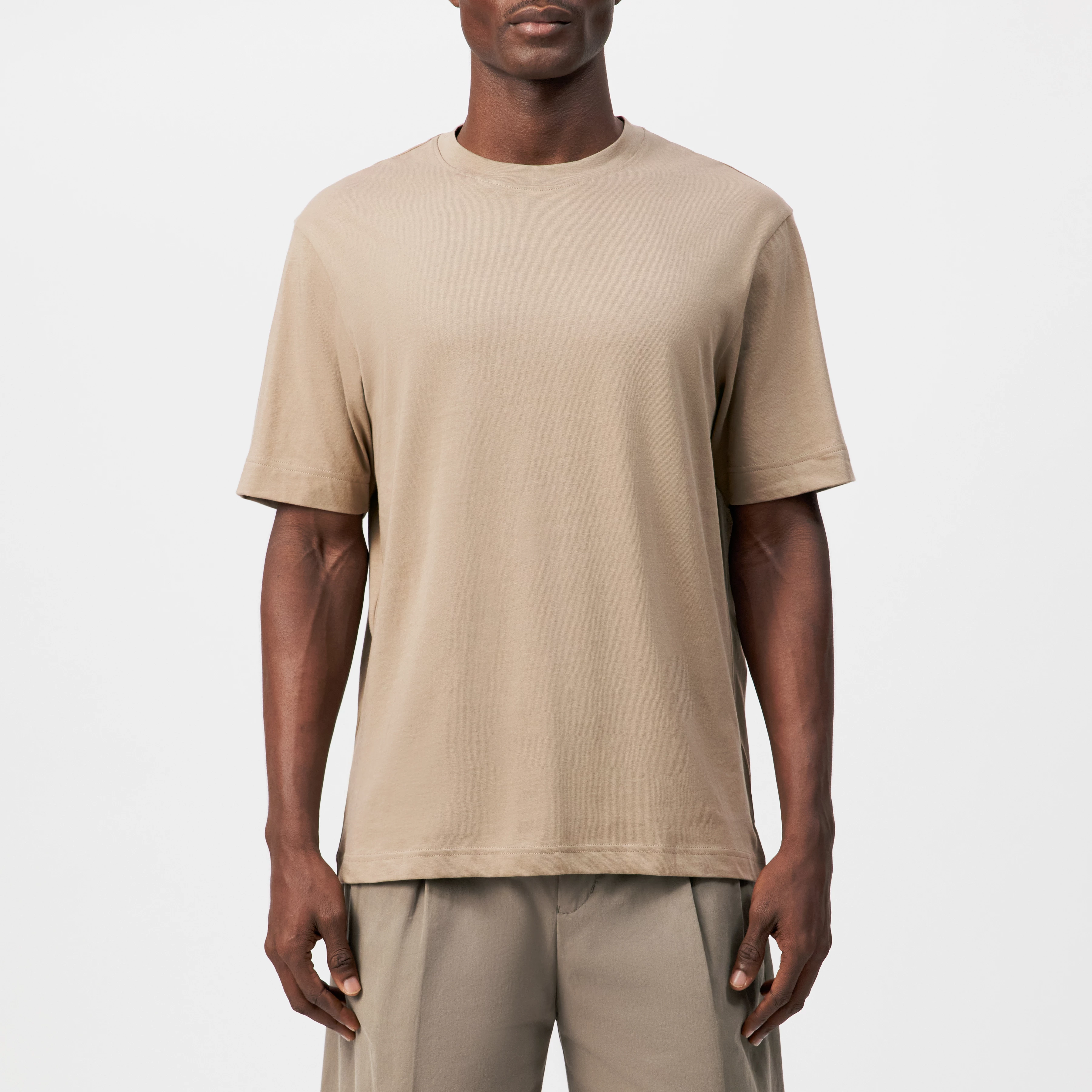 RAPHAEL - T-Shirt in reiner Baumwolle - Herren - beige - Frontansicht