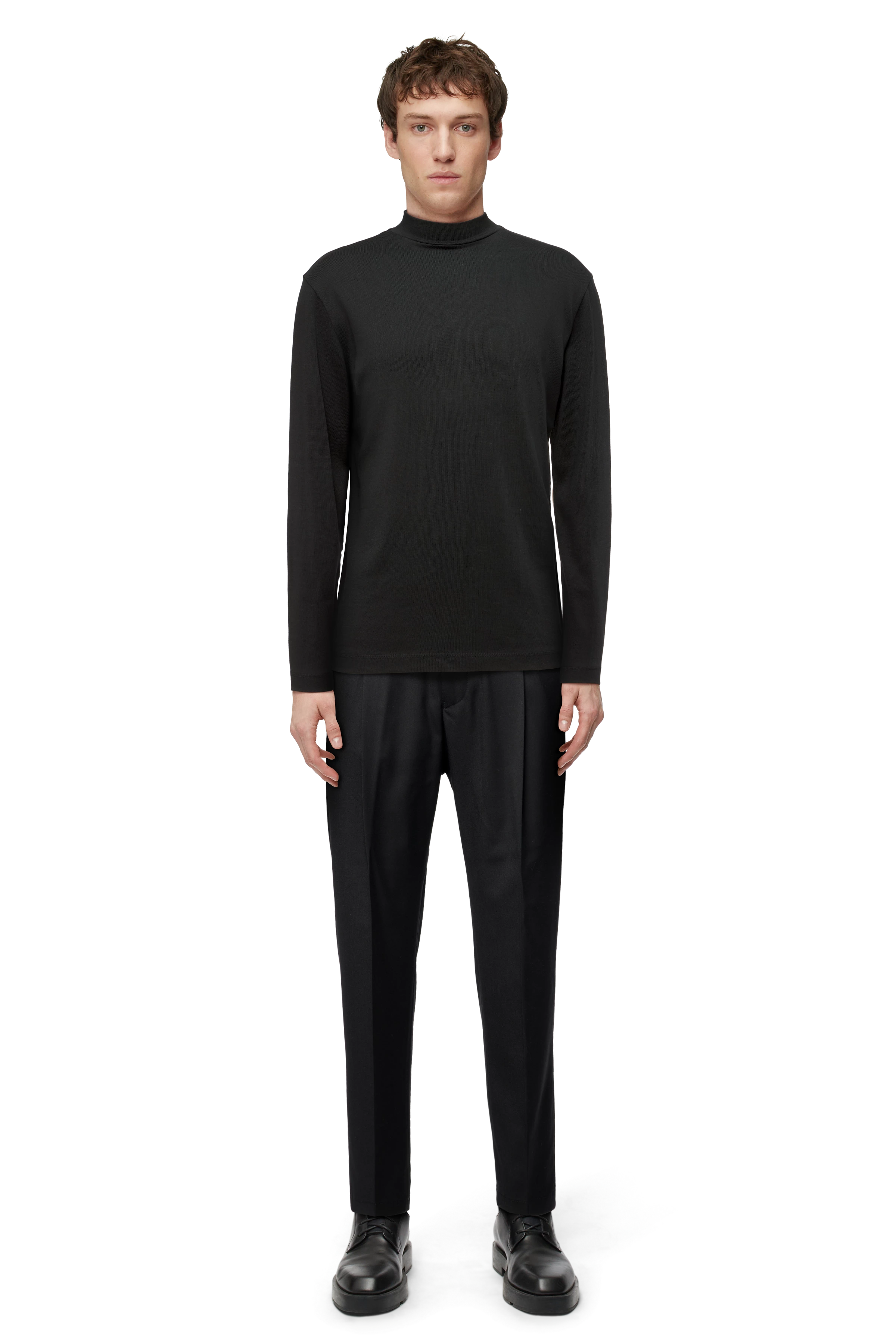 MORITZO - Longsleeve mit Stehkragen - Herren - schwarz - Ganzkörper-Frontansicht