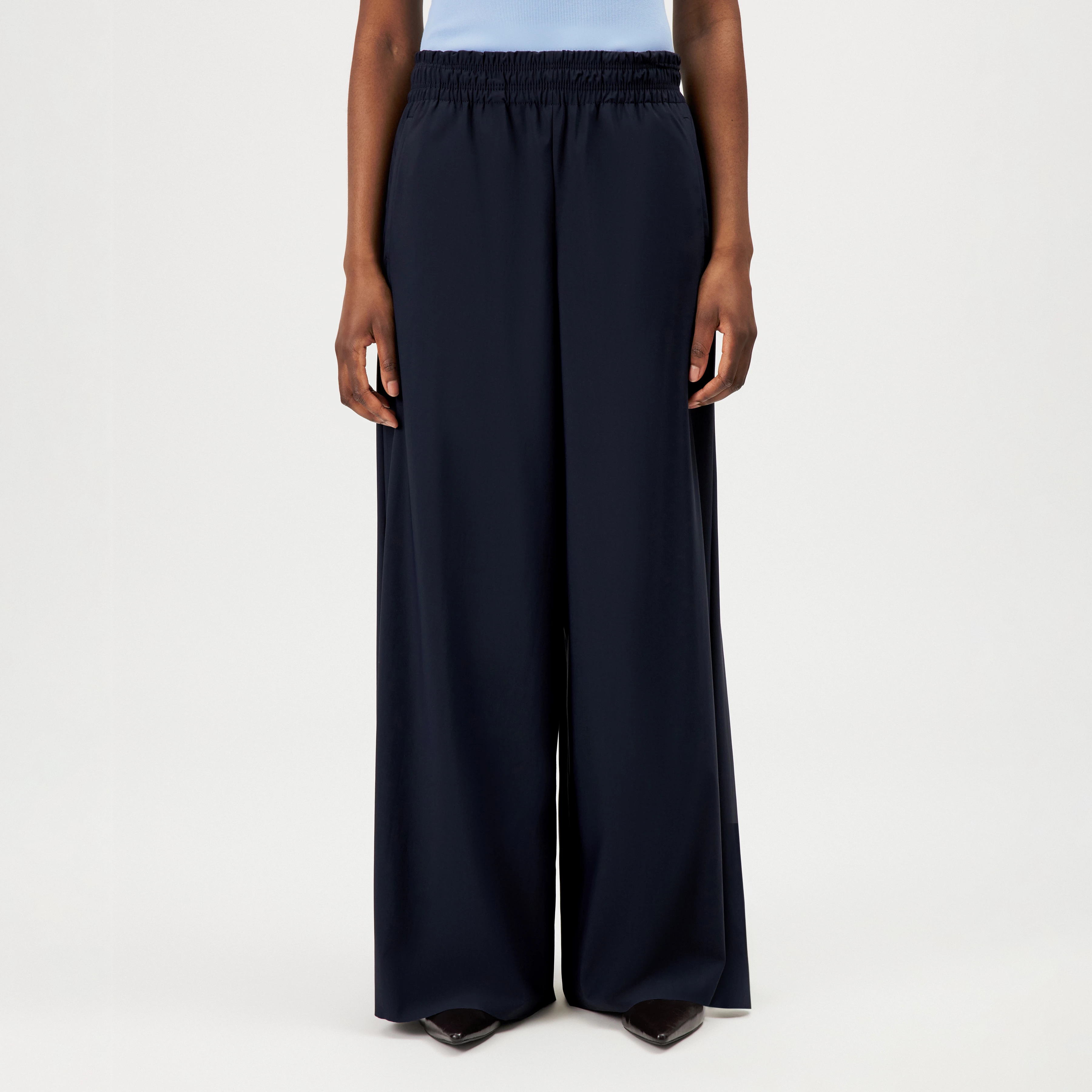 CEILING - Wide trousers in jersey - women - blue - Frontansicht