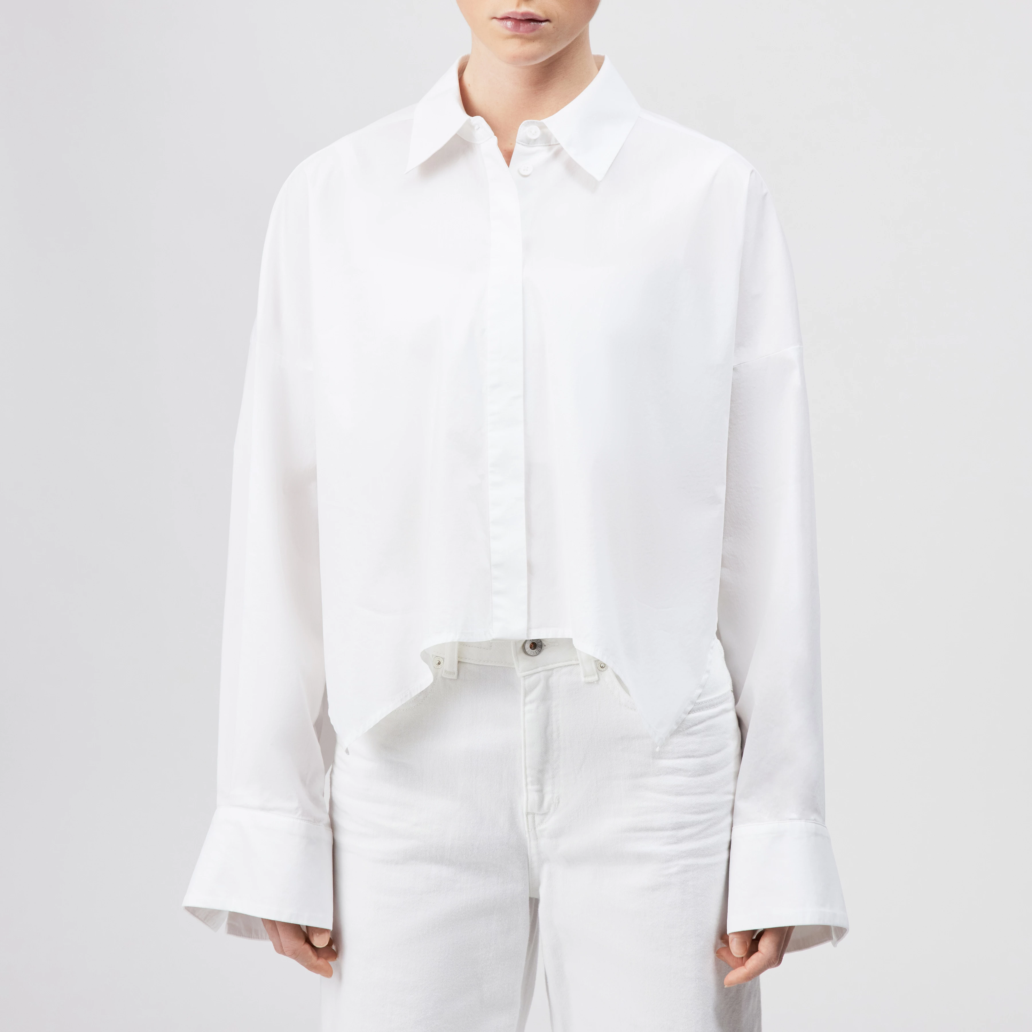 OSHIA - Oversized shirt blouse in poplin - women - white - Frontansicht
