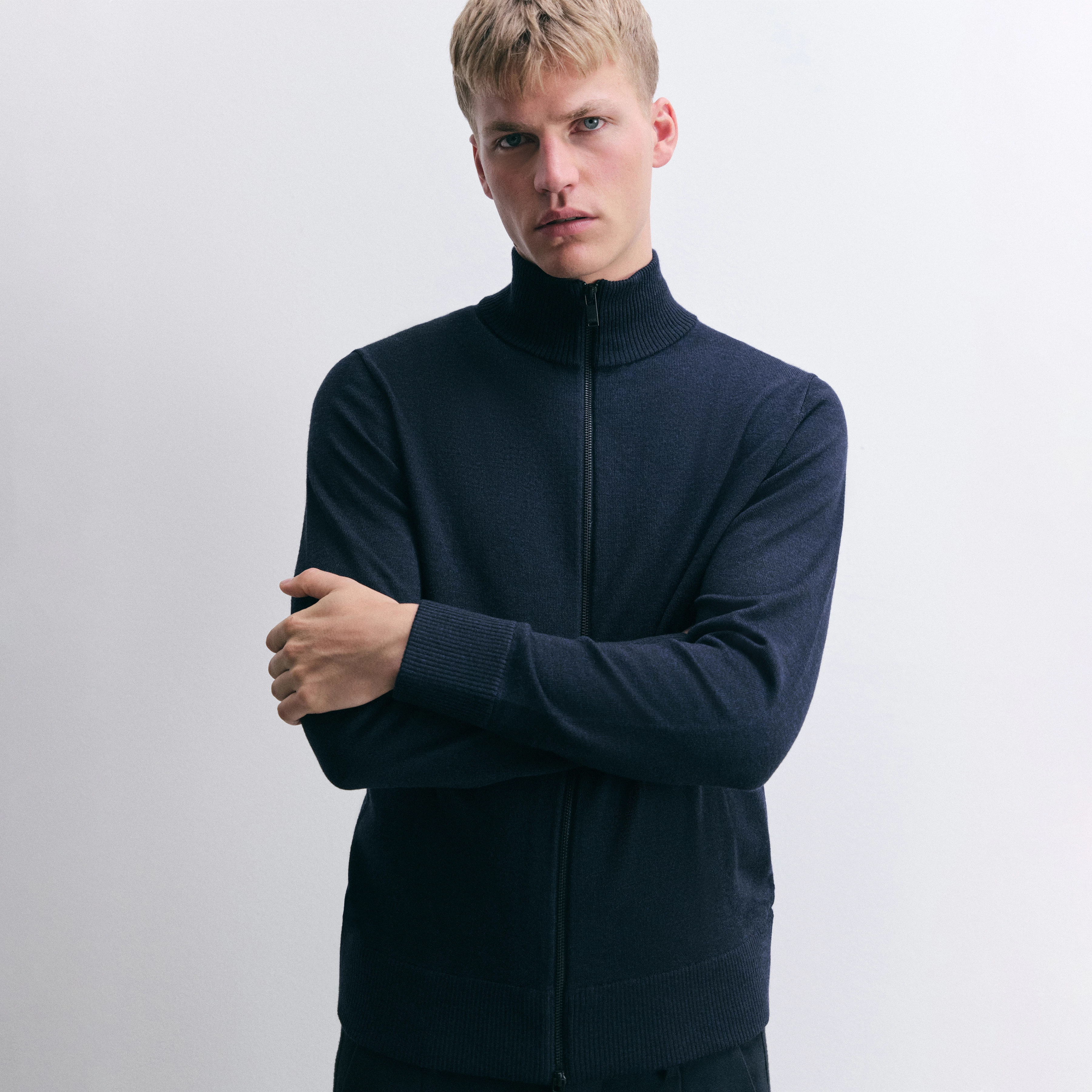 ANTONIO - Strickjacke in 100% Merinowolle - Herren - blau