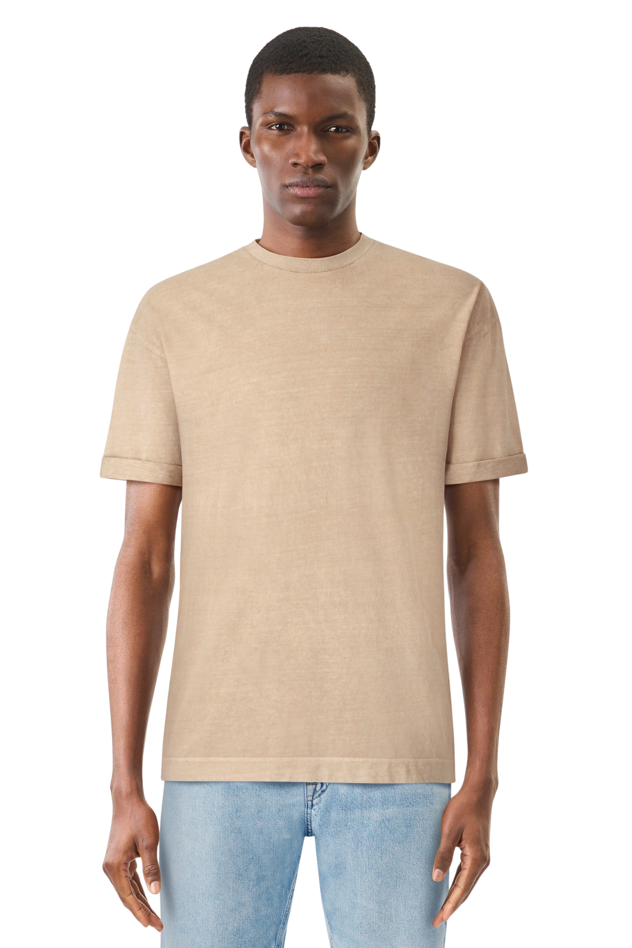 THILO - Relaxed fit T-Shirt in reiner Baumwolle - Herren - beige - Frontansicht