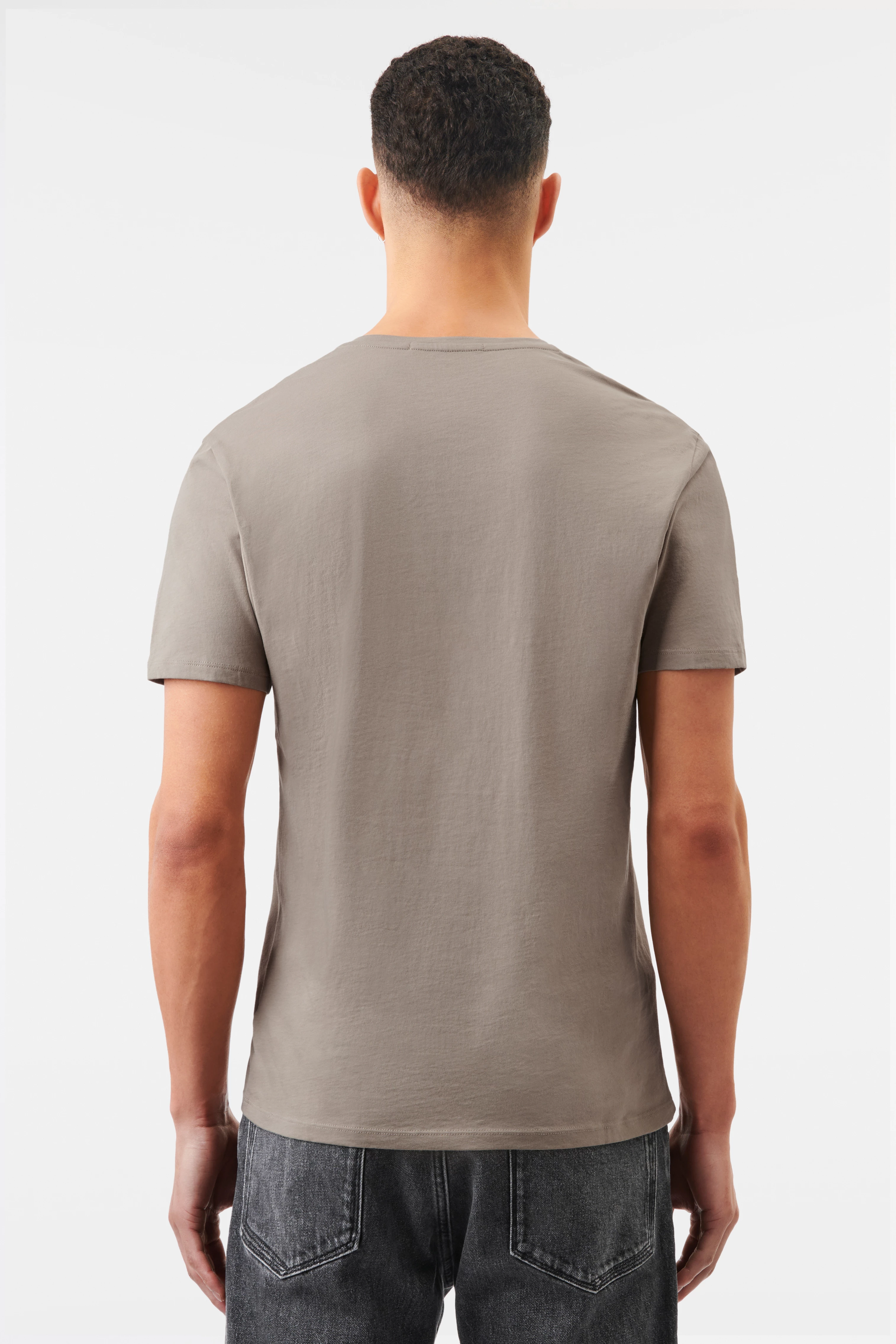 QUENTIN - body-hugging v-neck shirt in cotton - men - beige - Rückansicht