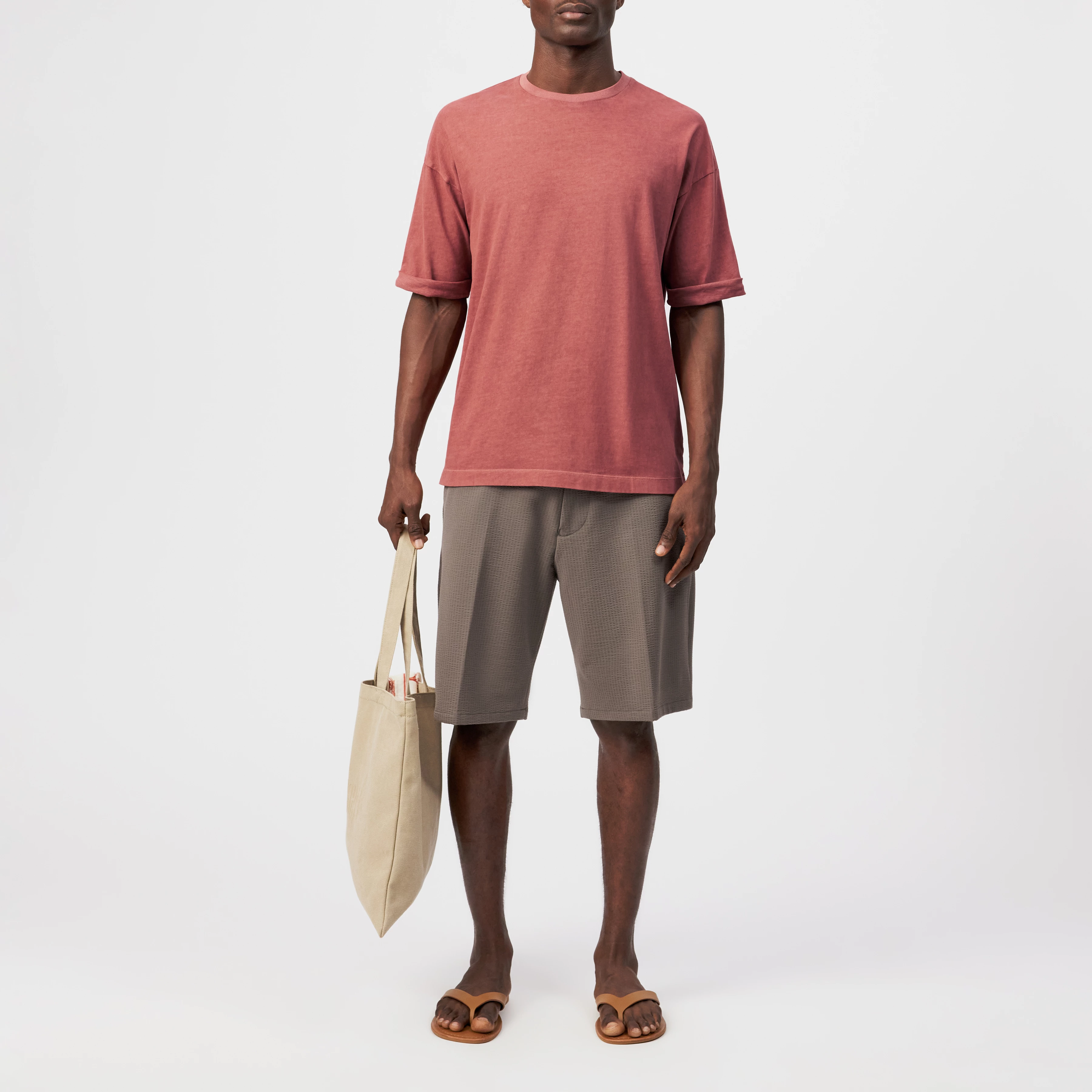 NOLIEN - Loose T-shirt in soft jersey - men - orange - Ganzkörper-Frontansicht