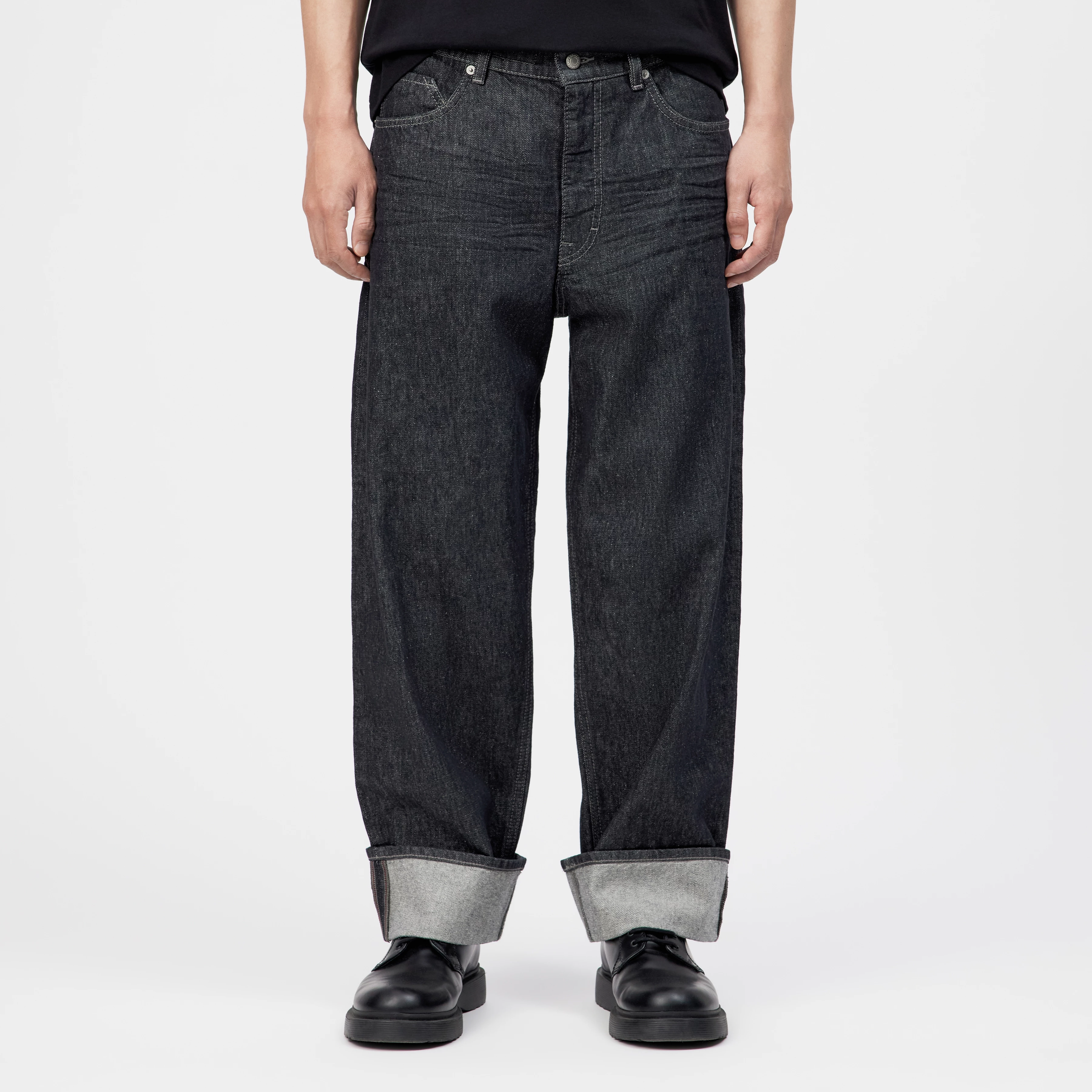 RAWDY_A - Tapered Jeans in Raw-Denim-Look - Herren - schwarz - Frontansicht