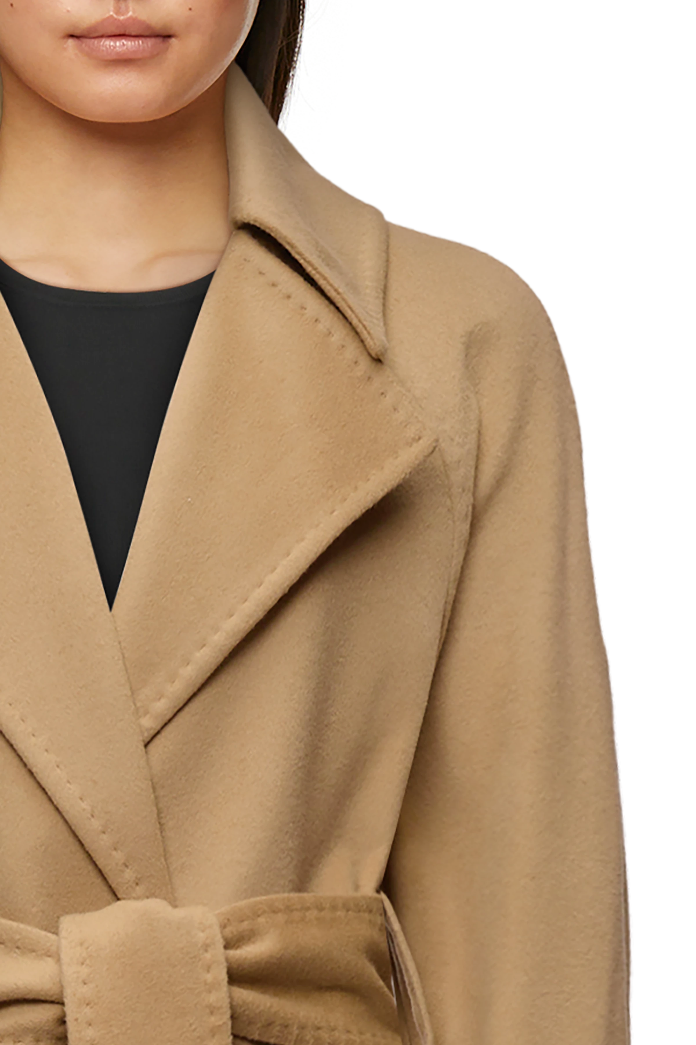 ALPERTON_3 - Coat with wide tie belt in cashmere mix - women - brown - Seitenansicht