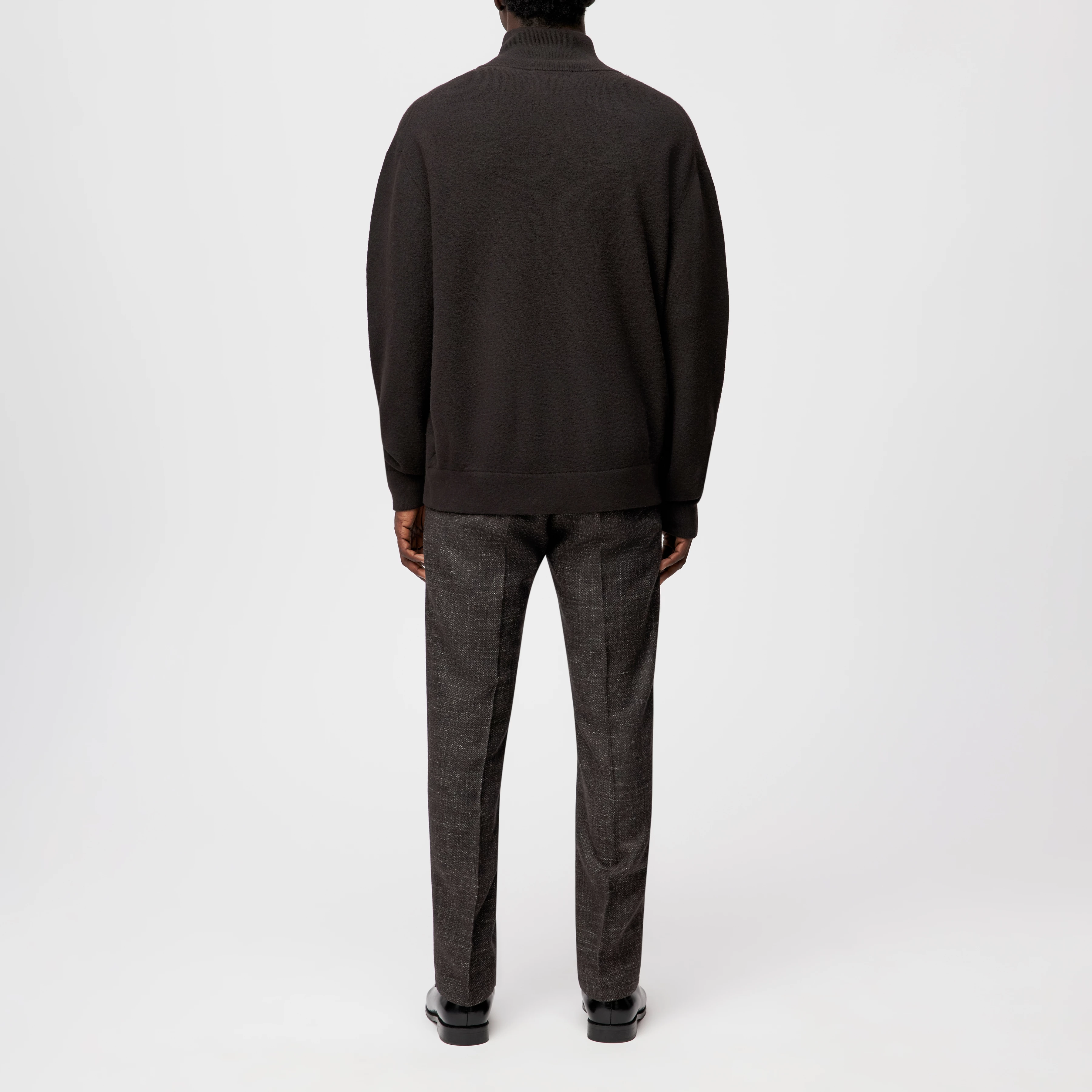 JANOR - Strick-Jacke in Merinowolle - Herren - braun - Rückansicht