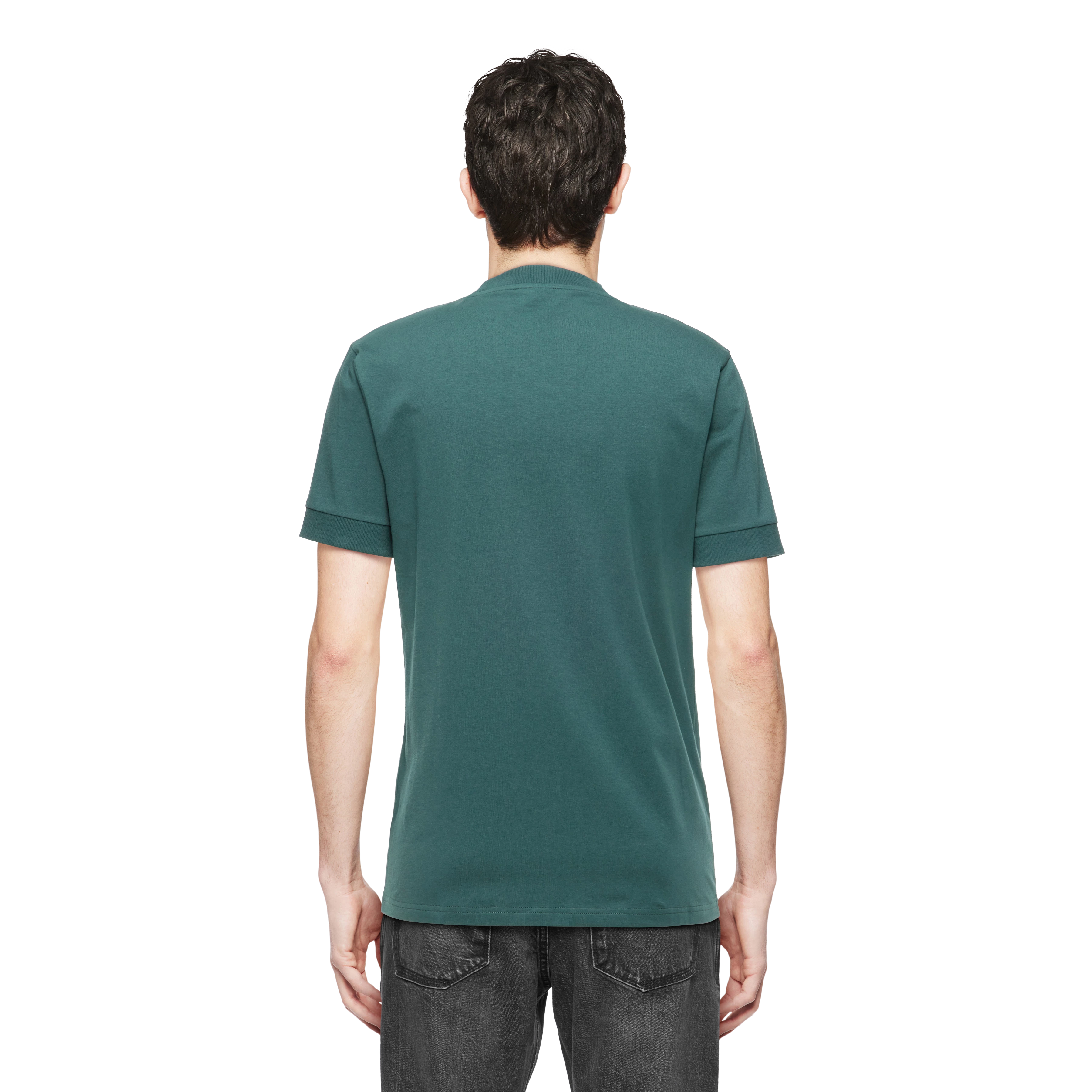 ANTON - Fitted T-shirt in cotton with stretch content - men - green - Rückansicht