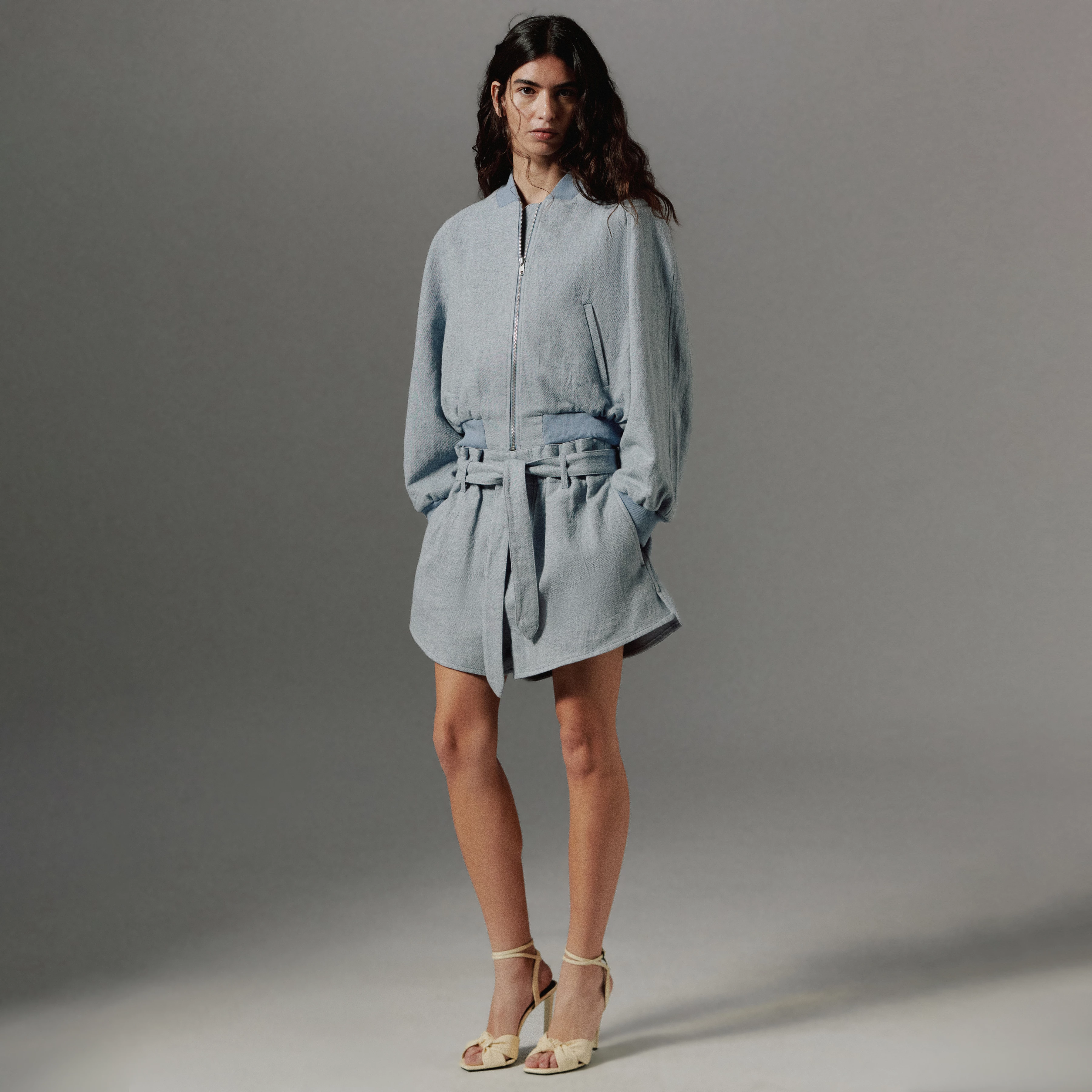 DUBIOUS - High-waist linen-blend denim-look shorts - women - blue