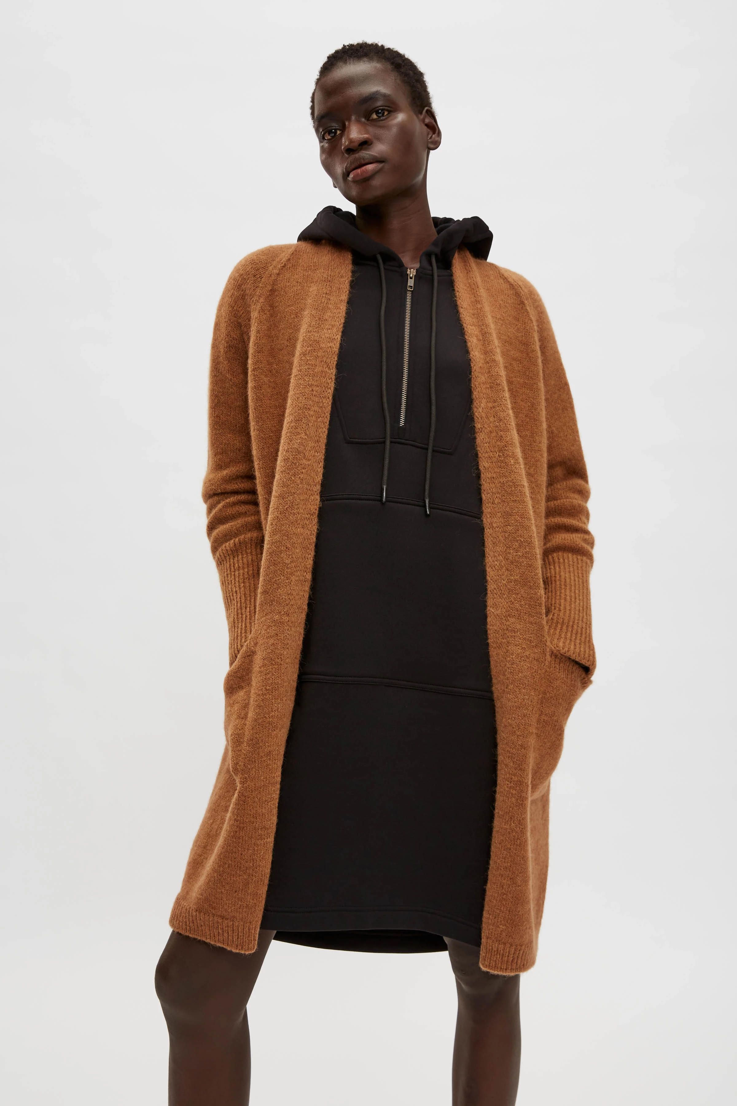 JEYLA - cardigan in alpaca-wool mix - women - brown - Frontansicht