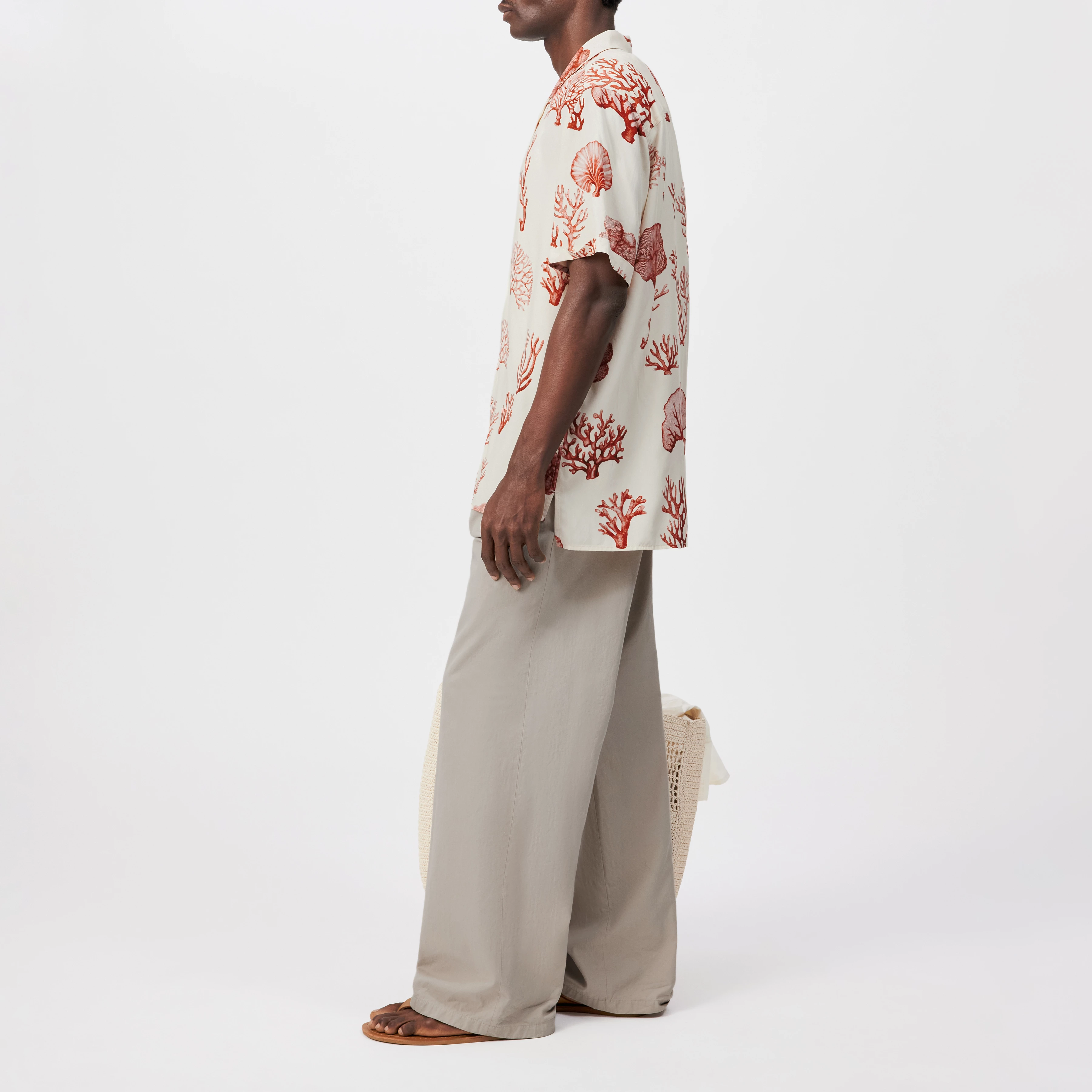 BIJAN_2 - Casual short-sleeve shirt with coral print - men - orange - Seitenansicht