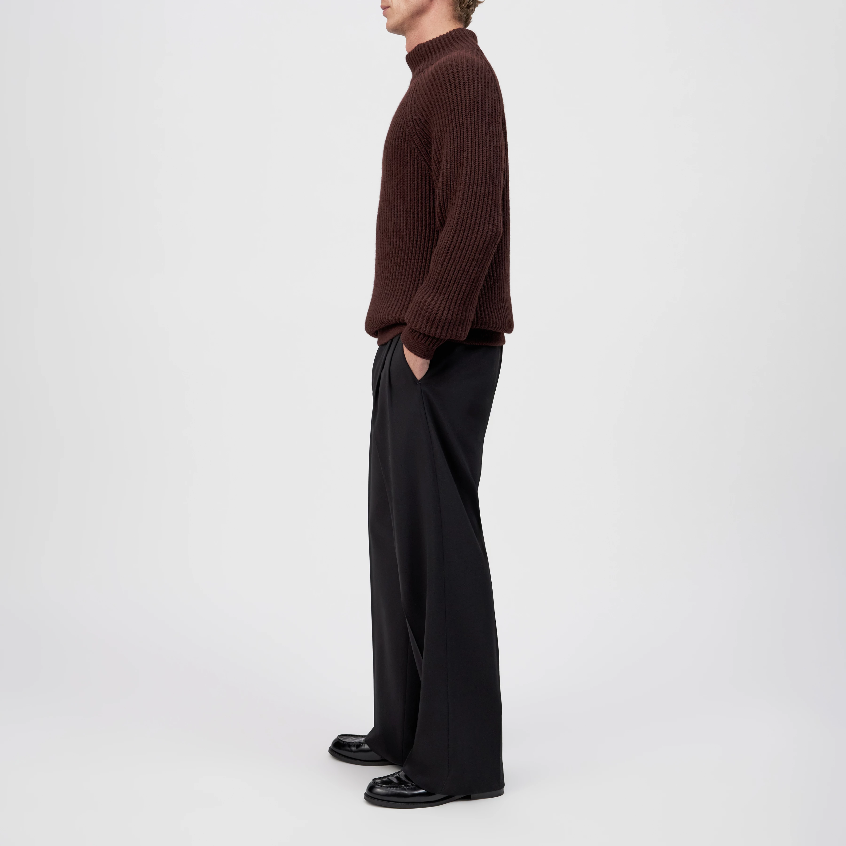 ARVID - Turtleneck jumper in wool and alpaca blend - men - red - Seitenansicht