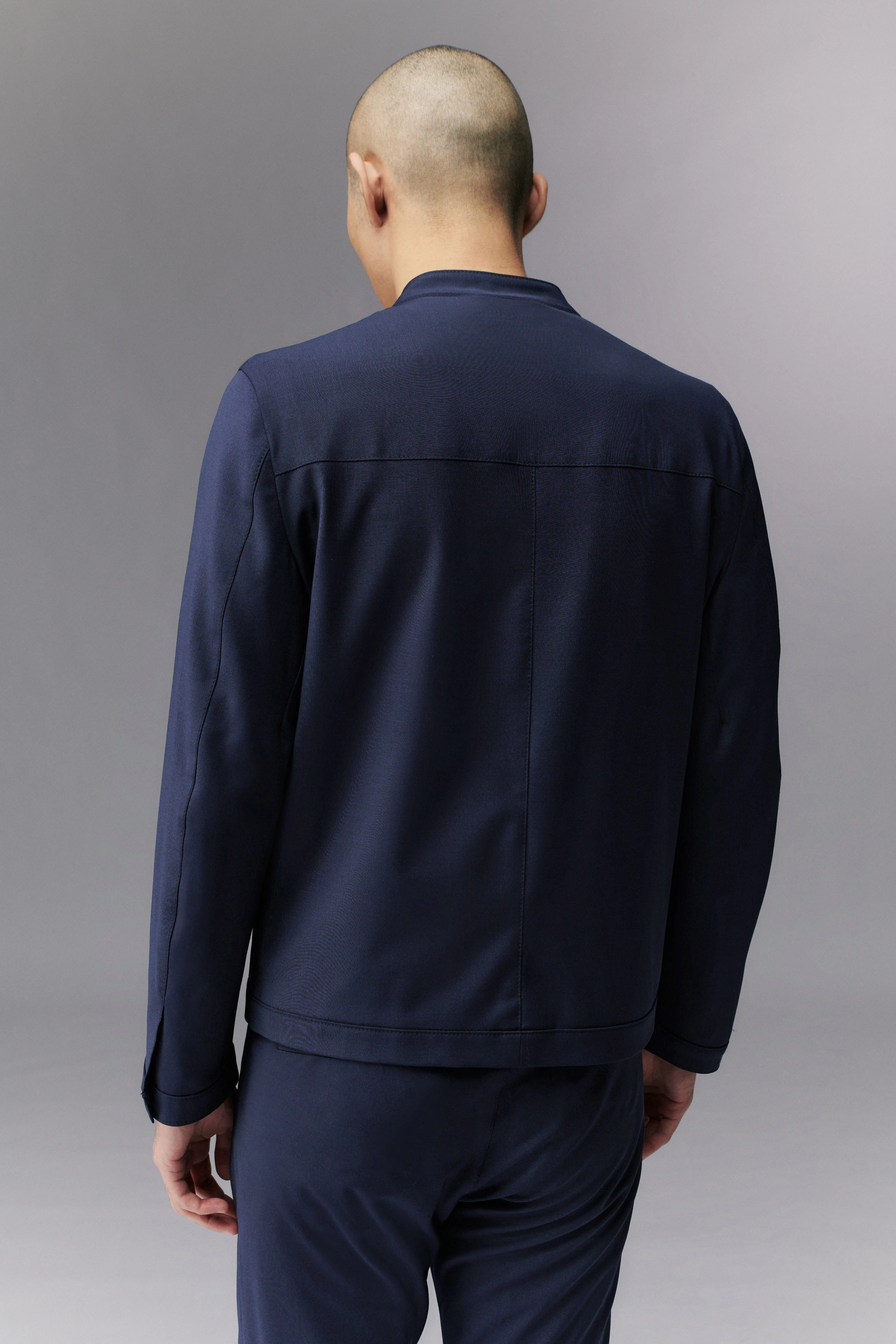 NESSO - sporty jacket with stand up collar and chest pocket - men - blue - Rückansicht