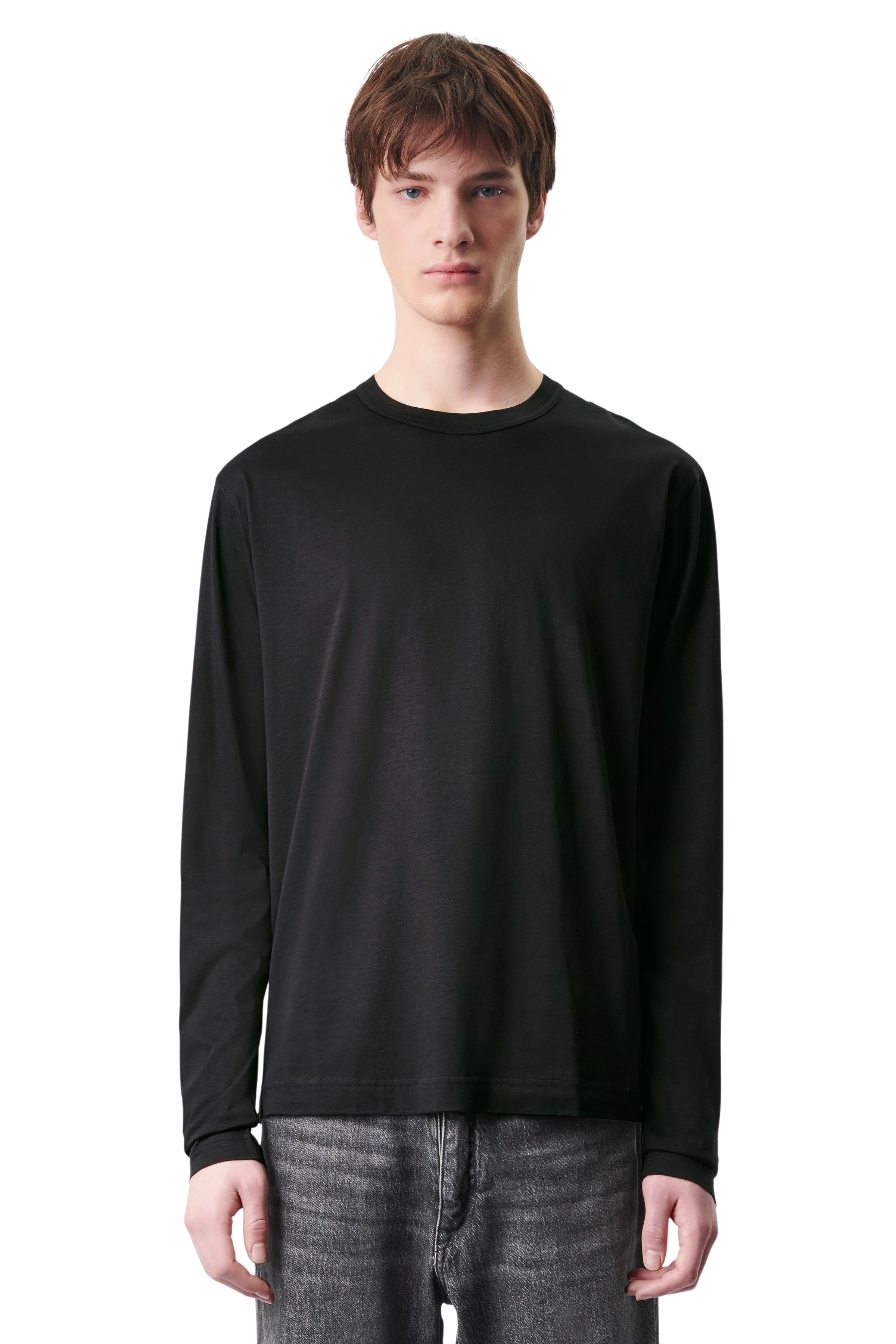 MILESH - Longsleeve Sweatshirt in Baumwoll-Modal-Mix - Herren - schwarz - Frontansicht