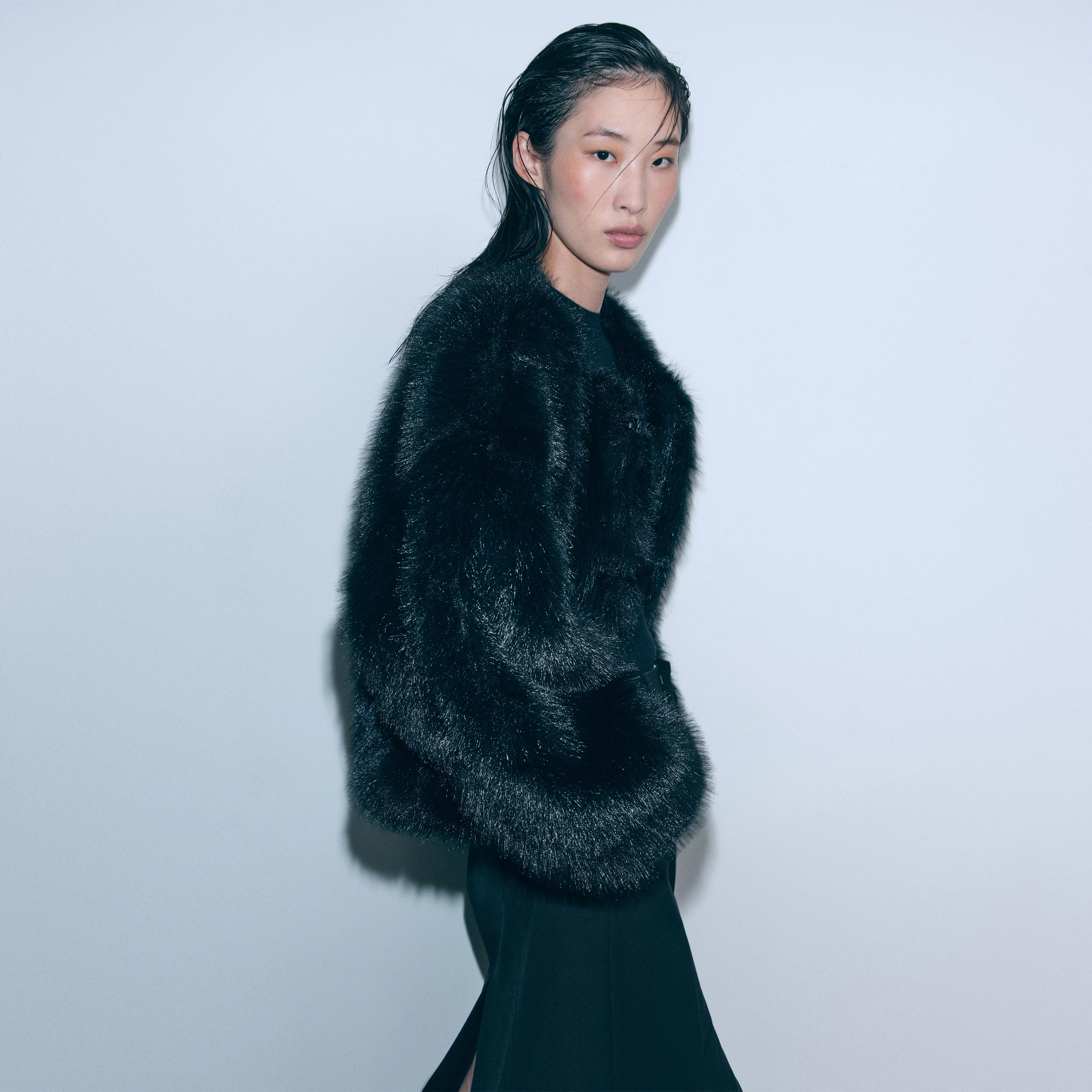 KILCHURN - Voluminöse Felljacke in Kunstfell - Damen - schwarz