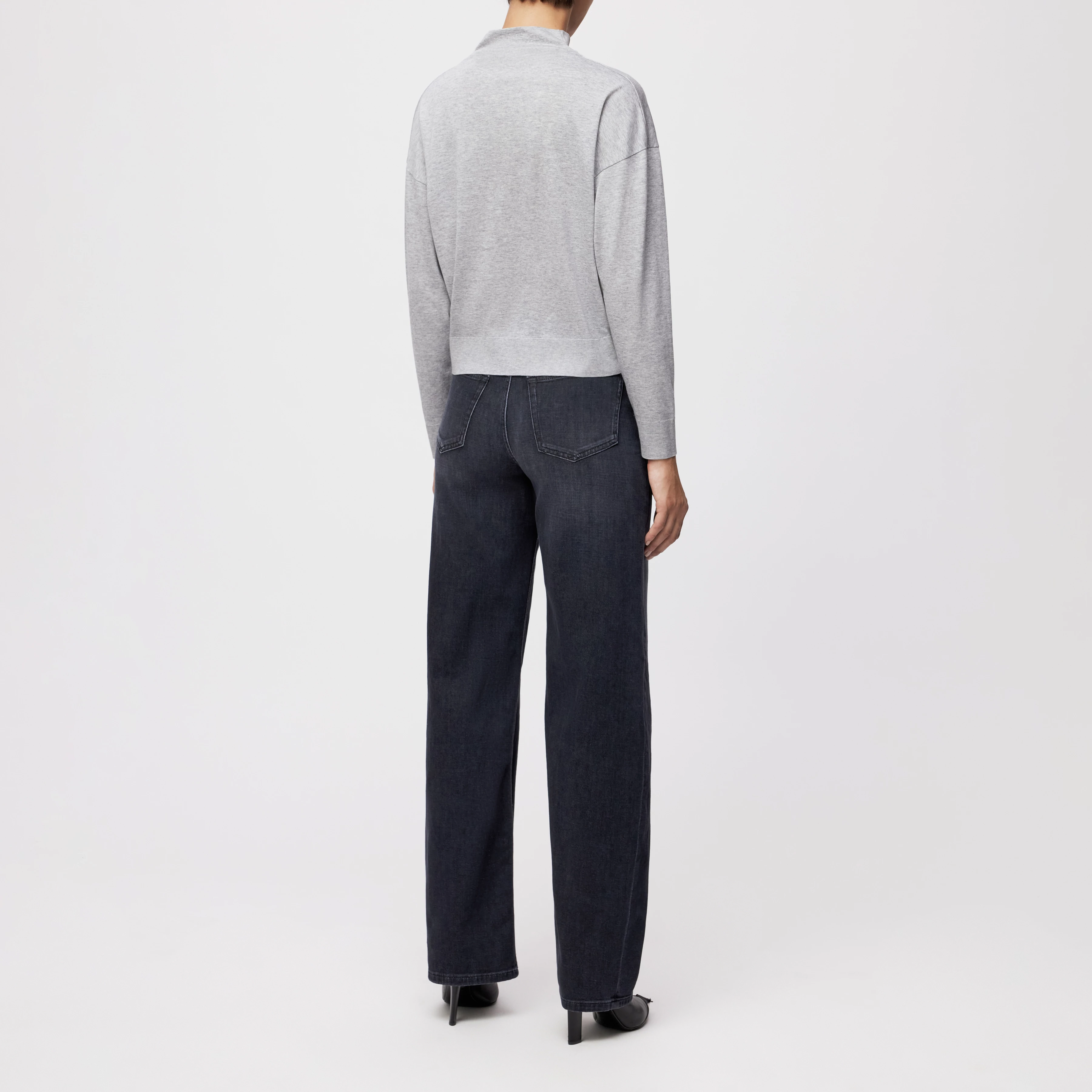 KORINA - Batwing long-sleeved top in lyocell-cotton blend - women - grey - Rückansicht