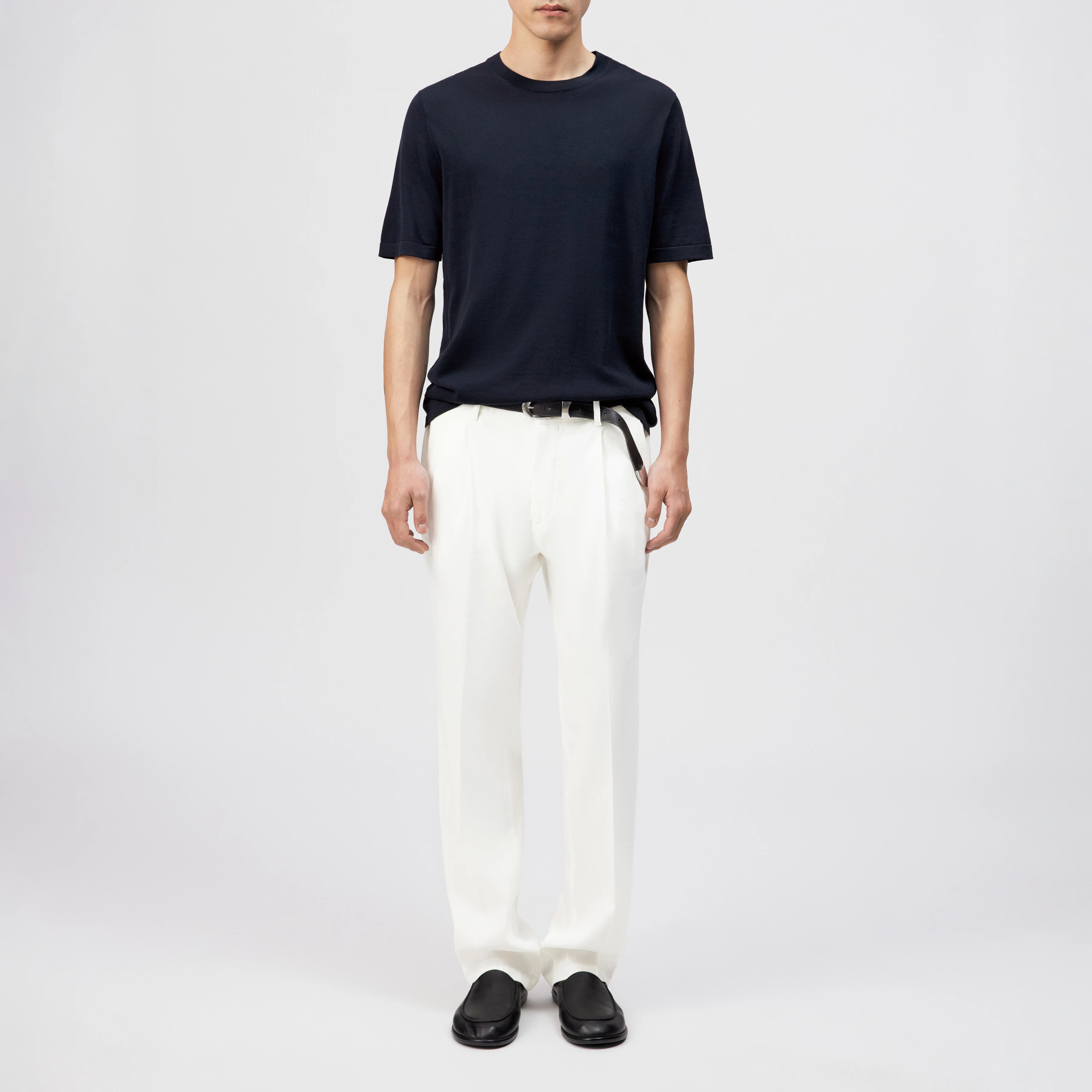 VALENTIN - T-shirt i merceriseret bomuld - men - blå - Ganzkörper-Frontansicht