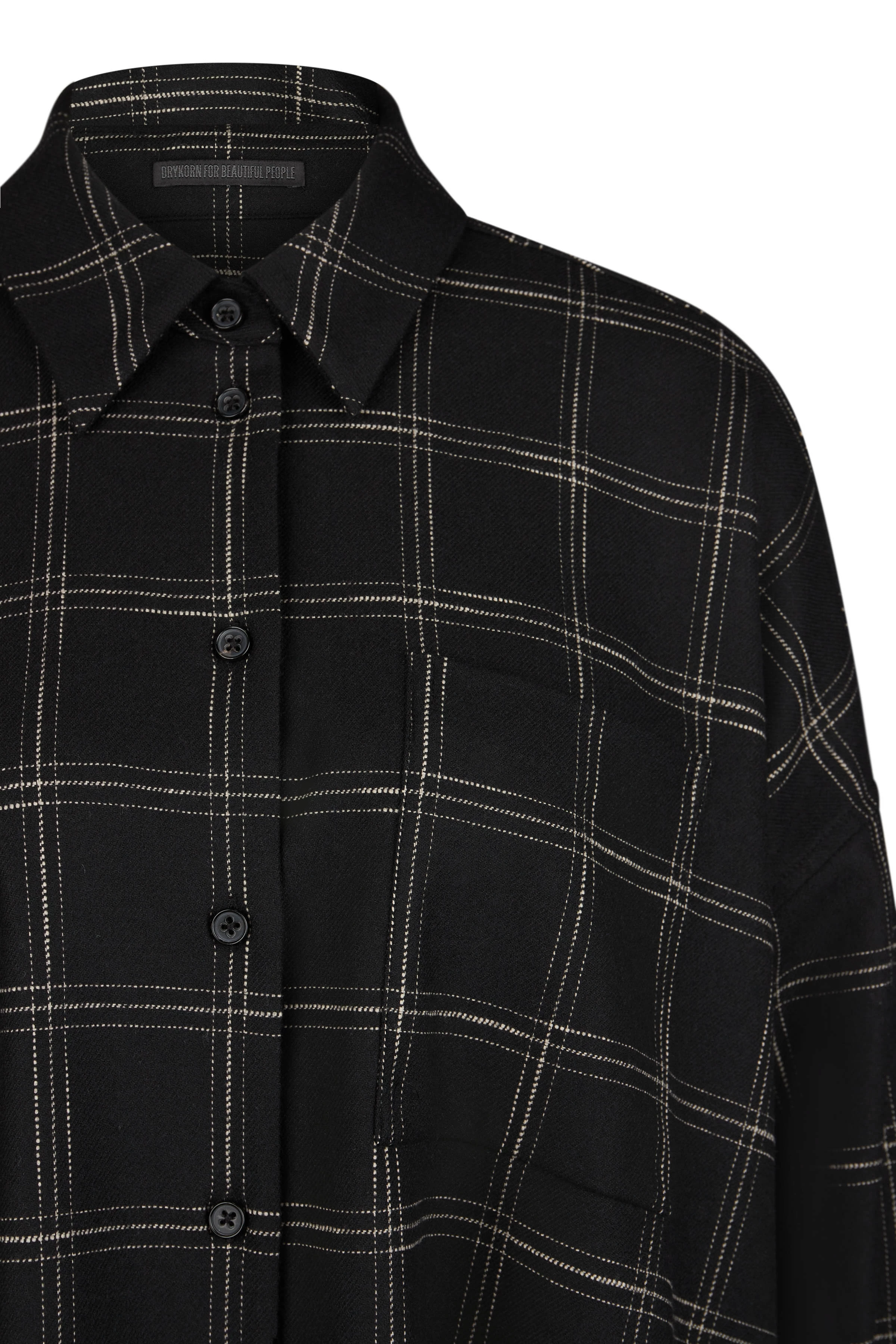 NAMIDA - flannel shirt blouse - women - black - Freisteller Detailansicht