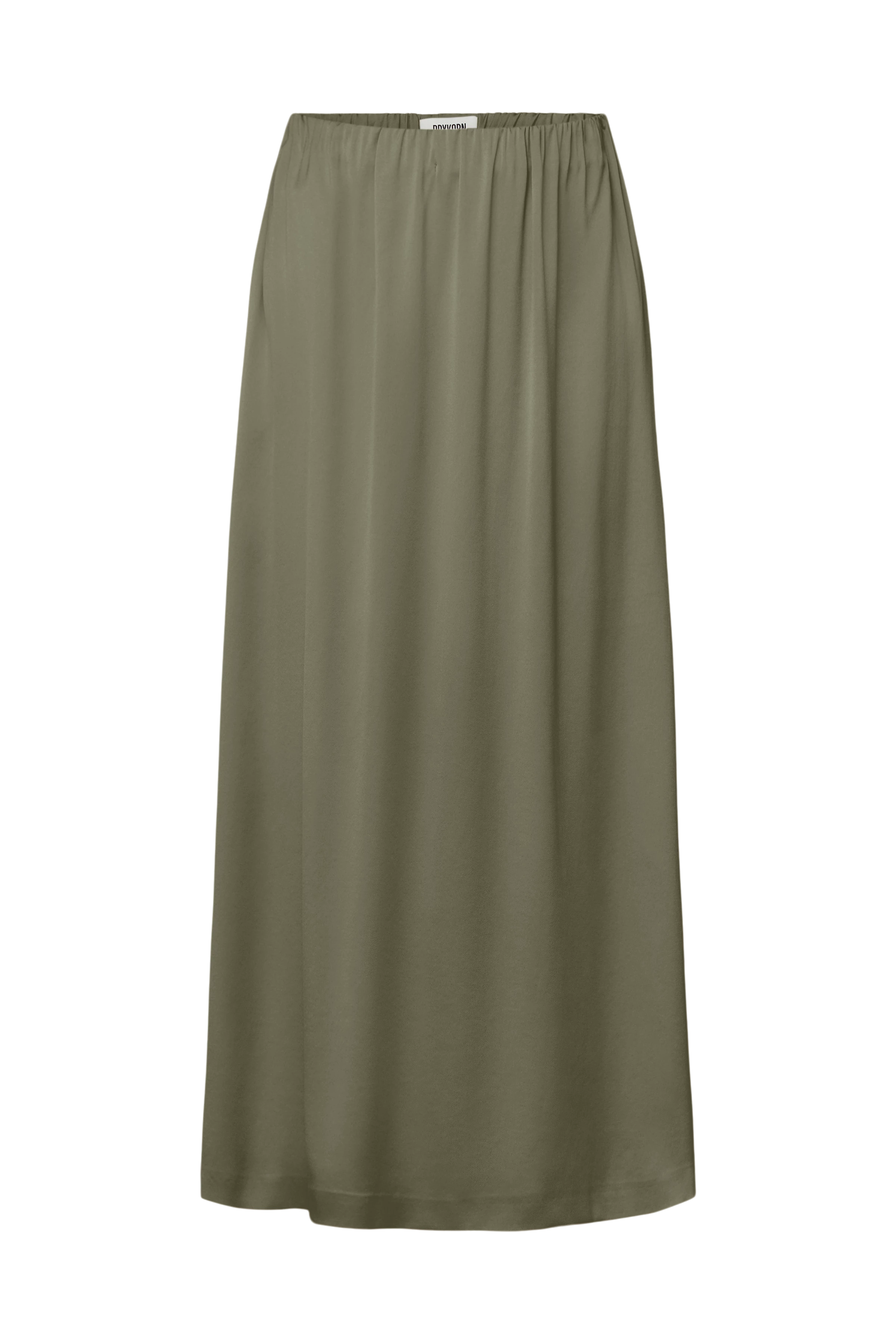 IDONEA - Mid-length skirt with elasticated waistband in satin - women - green - Freisteller Frontansicht