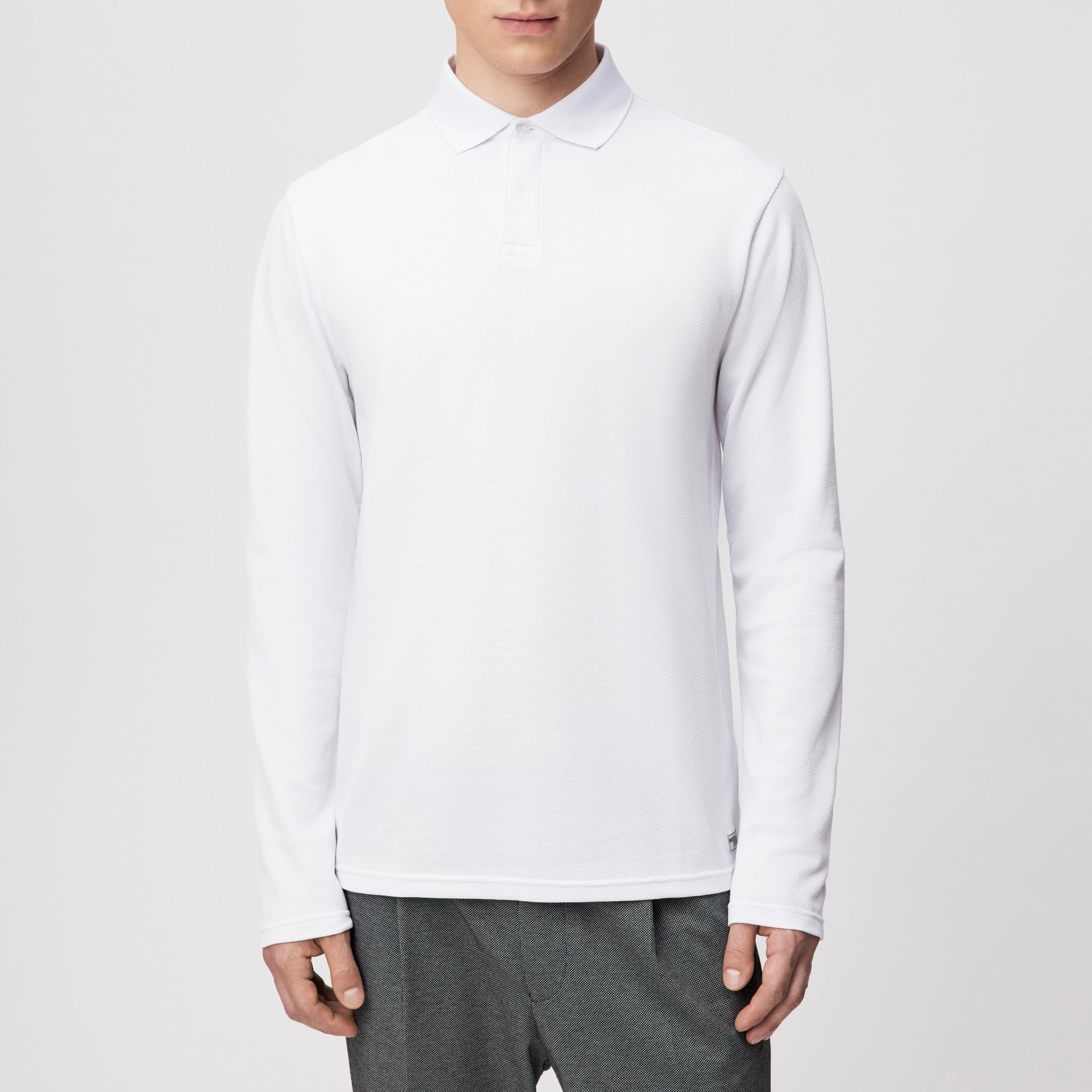 LEVINIO - Polo shirt in piqué texture - men - white - Frontansicht