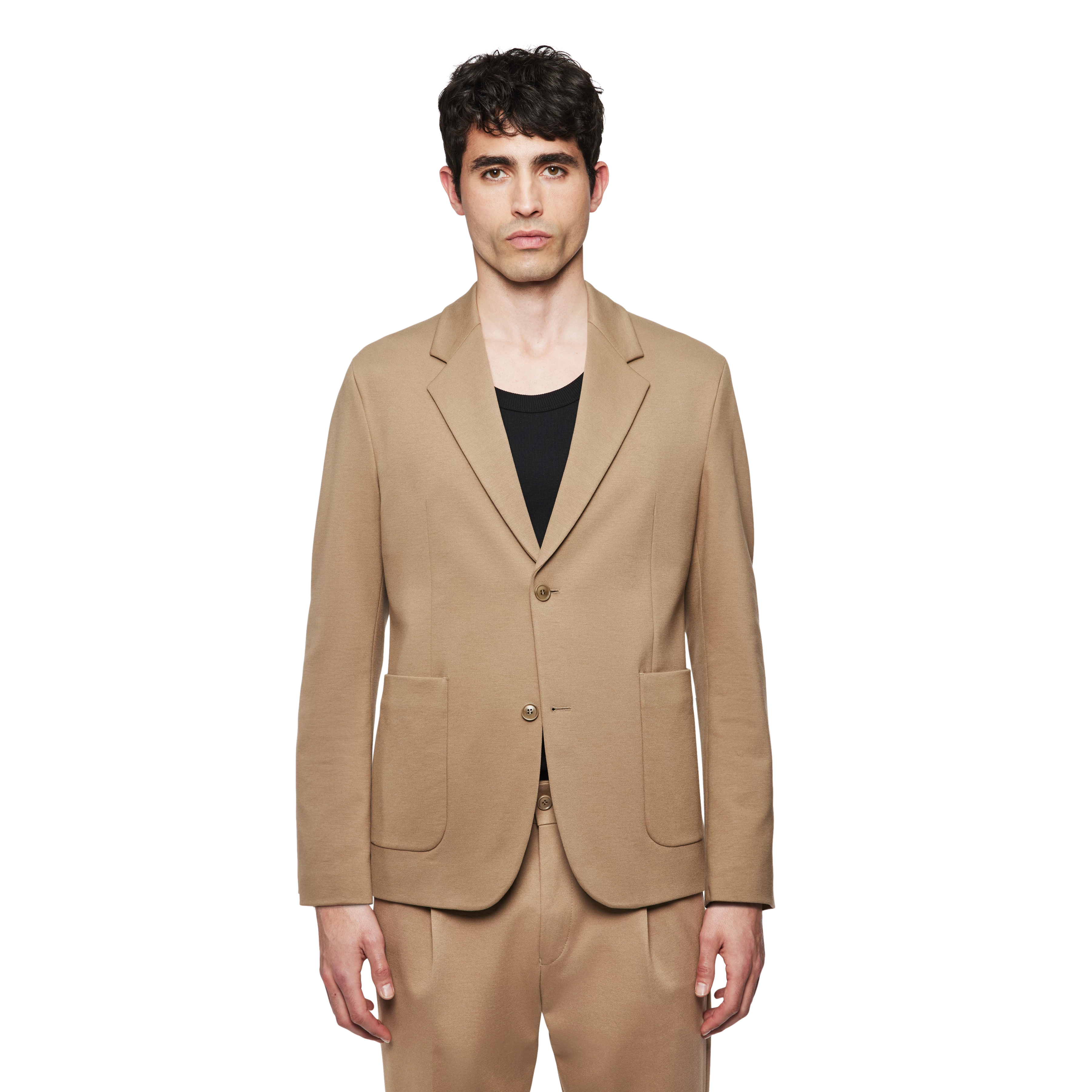 MARLS - Jekker met één rij knopen in jersey - heren - bruin - Frontansicht