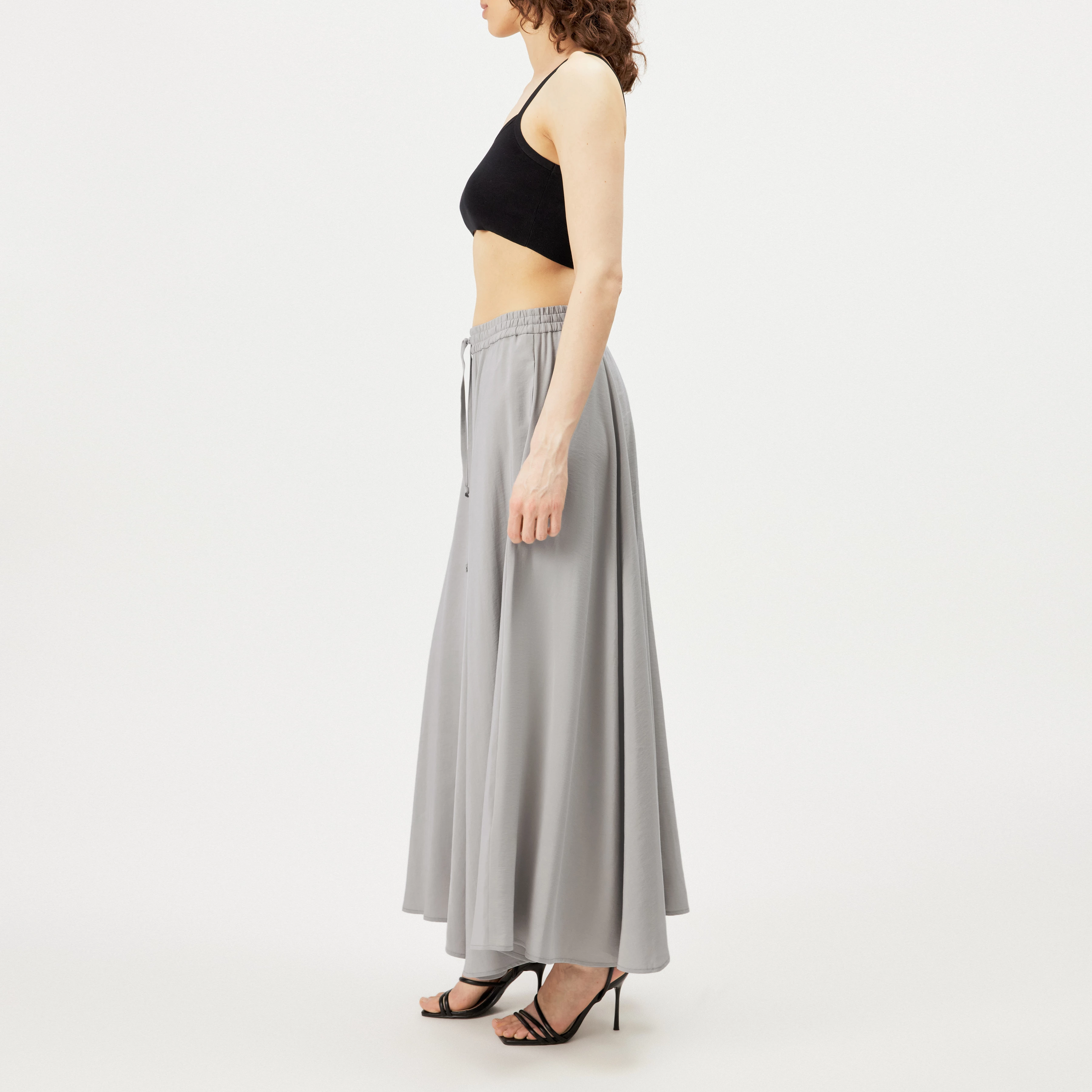 QERIME - Modal twill pleated skirt - women - grey - Seitenansicht