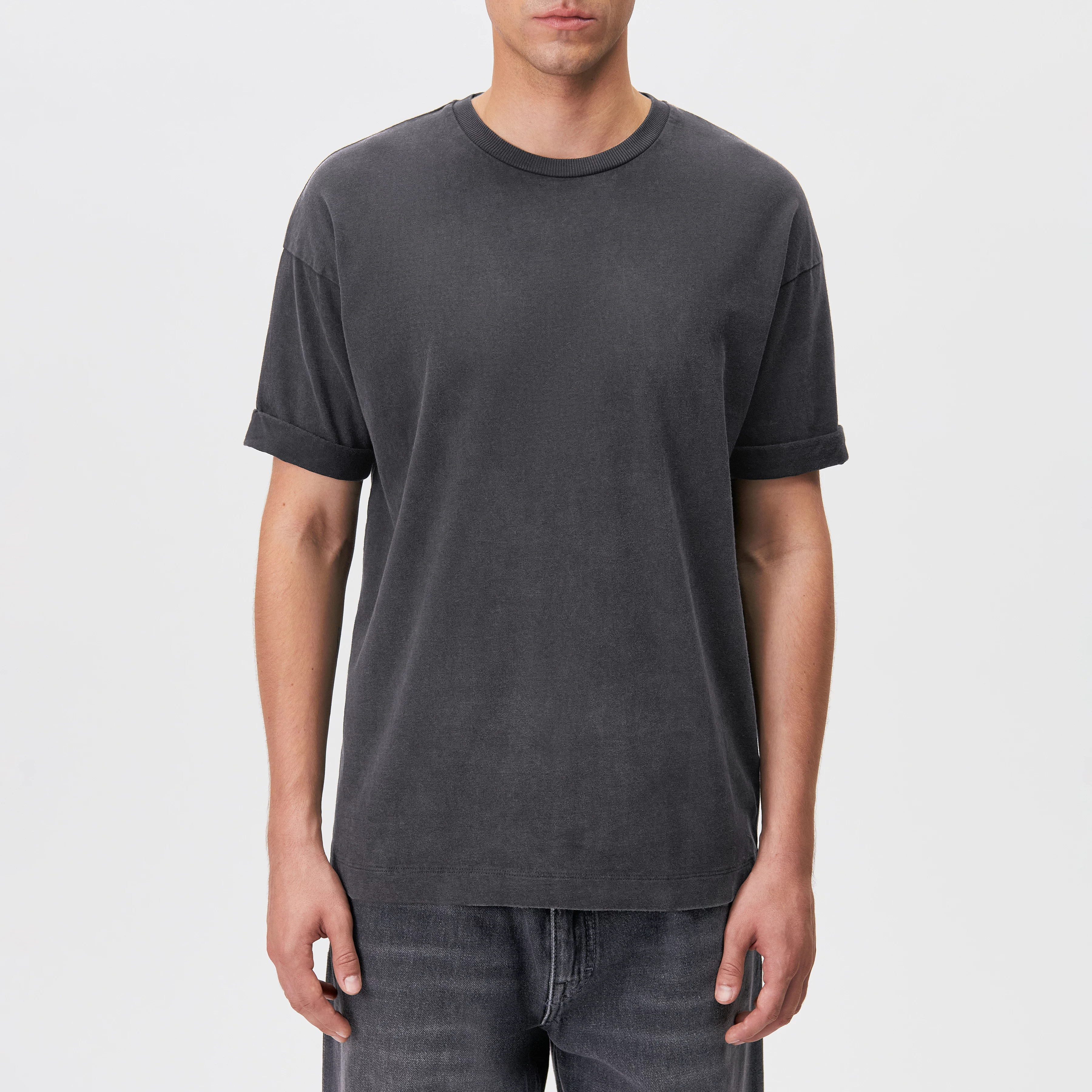 THILO - Relaxed Fit T-Shirt in softer Baumwolle und Washed Look - Herren - grau - Frontansicht